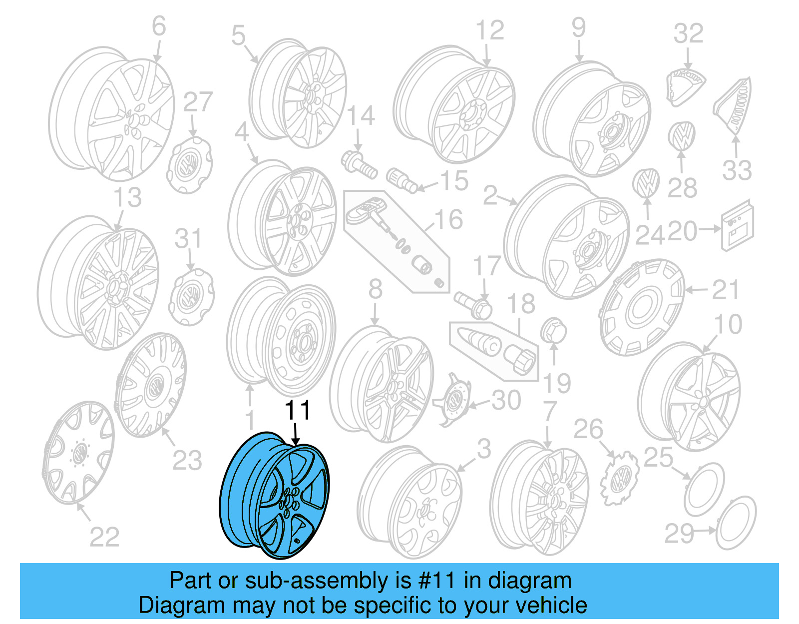 Wheel, Alloy 1C0-601-025-R-8Z8 - View 12