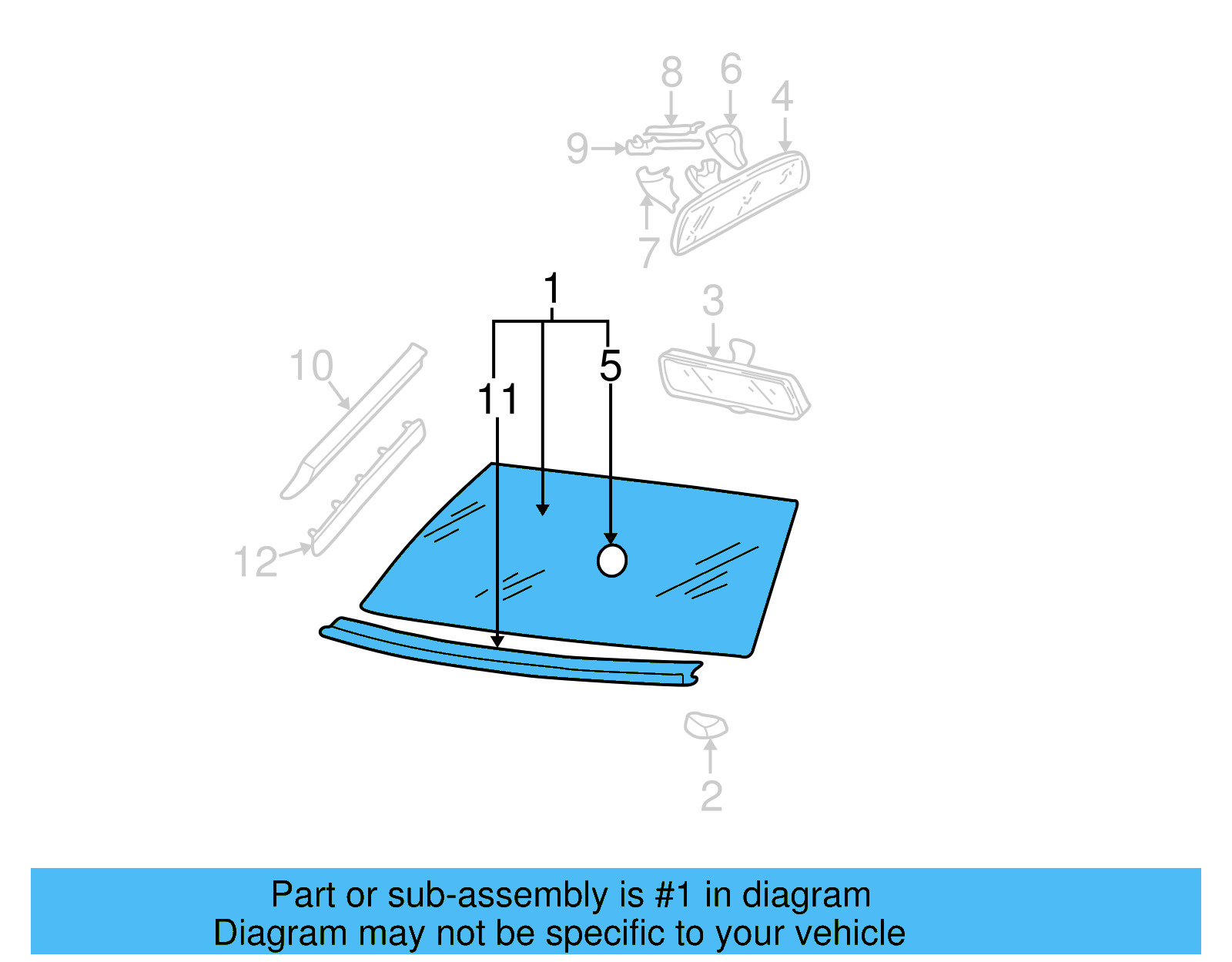 Windshield 3B0-845-011-T - View 9