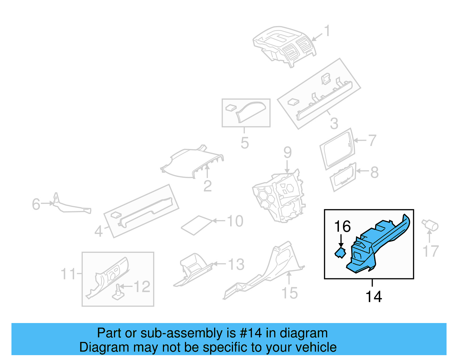 Instrument Panel Knee Bolster 1K1-857-114-AC-82V - View 13