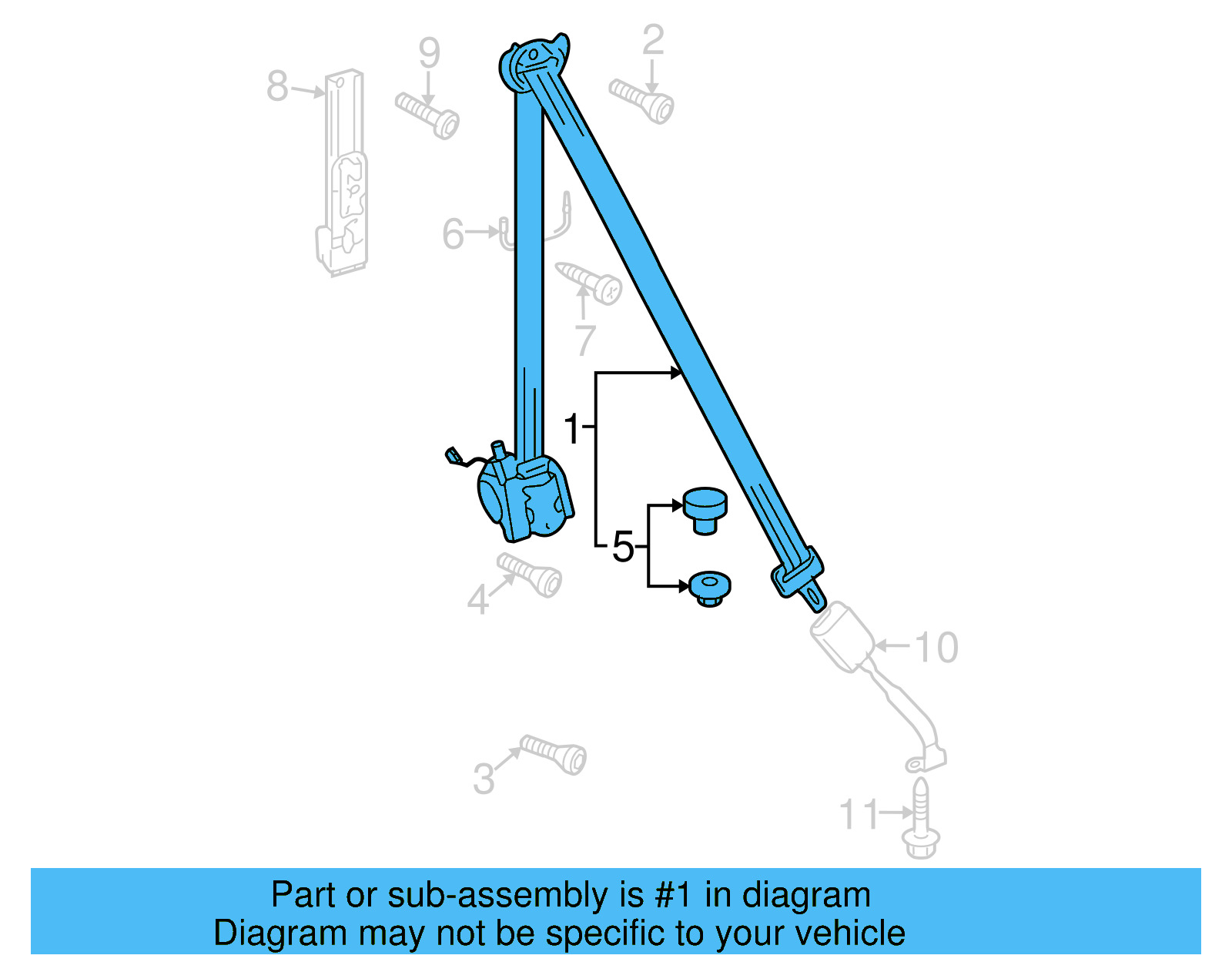 Seat Belt Assembly 5N1-857-705-E-RAA - View 3