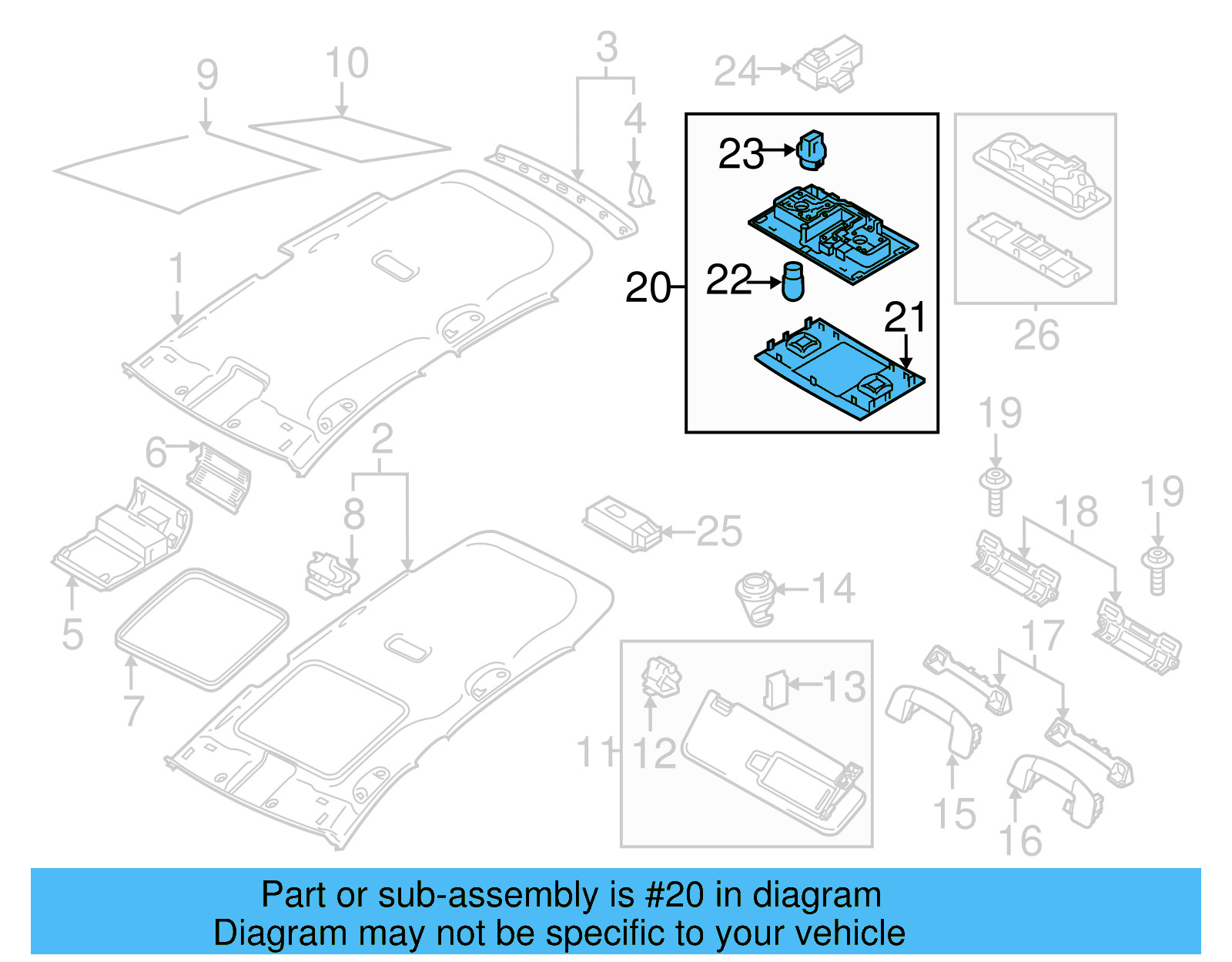 Map Lamp Assembly 17A-947-105-WHI - View 12