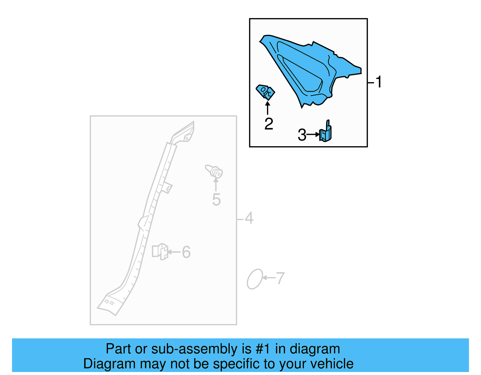 Quarter Glass Trim 561-867-287-G-82V - View 6
