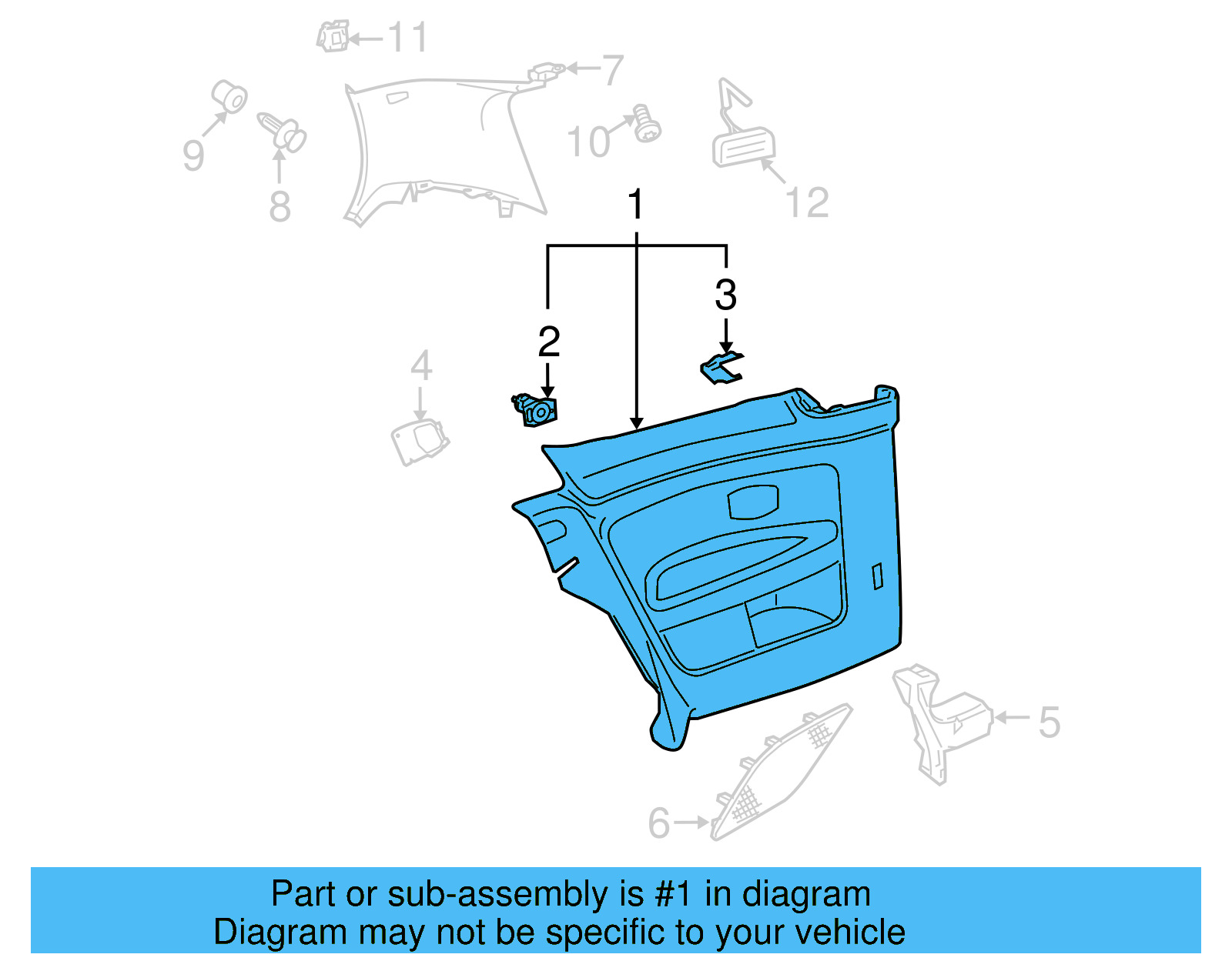 Lower Quarter Trim 1K3867043BQTRS - View 3