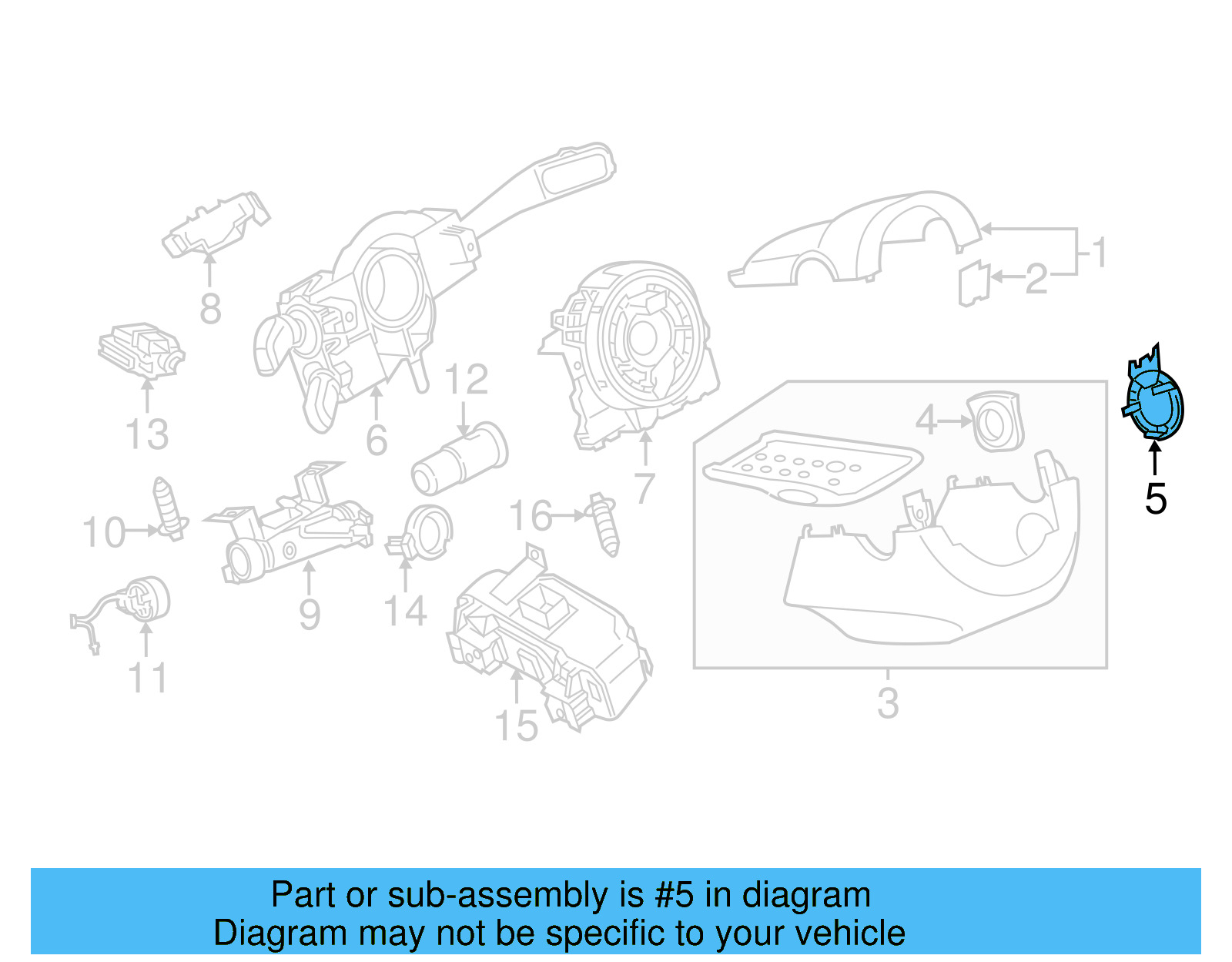 Steering Column Cover Plug 5N0-905-354-A-82V - View 8