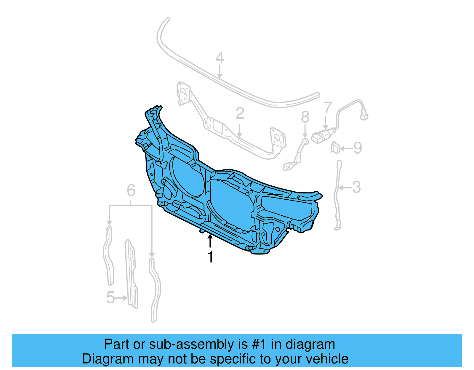 Radiator Support 3B0-805-594-BJ - View 5