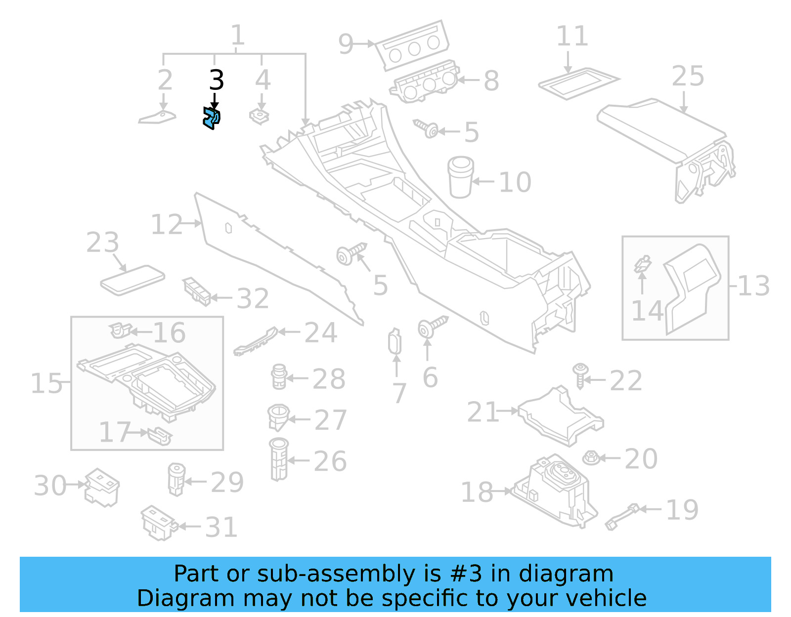 Console Body Center Bracket 5N0-867-190 - View 31