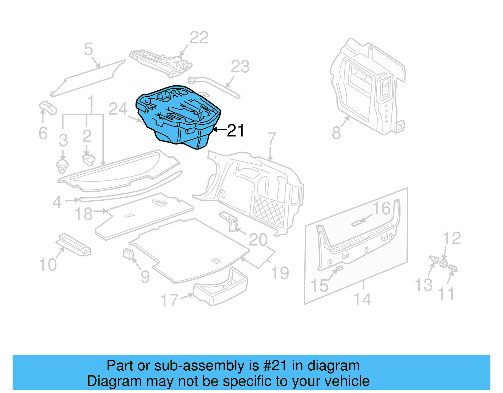 Trunk Floor Storage Box 1J0-012-115-AD - View 13
