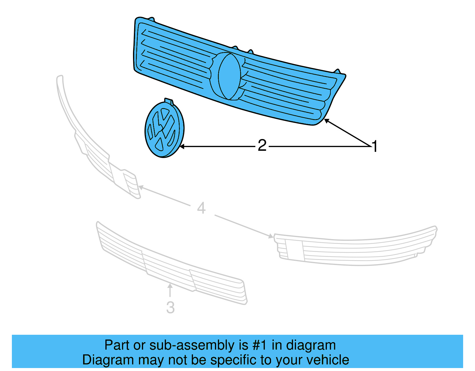 Grille Assembly 3B0-853-651-L-3FZ - View 2