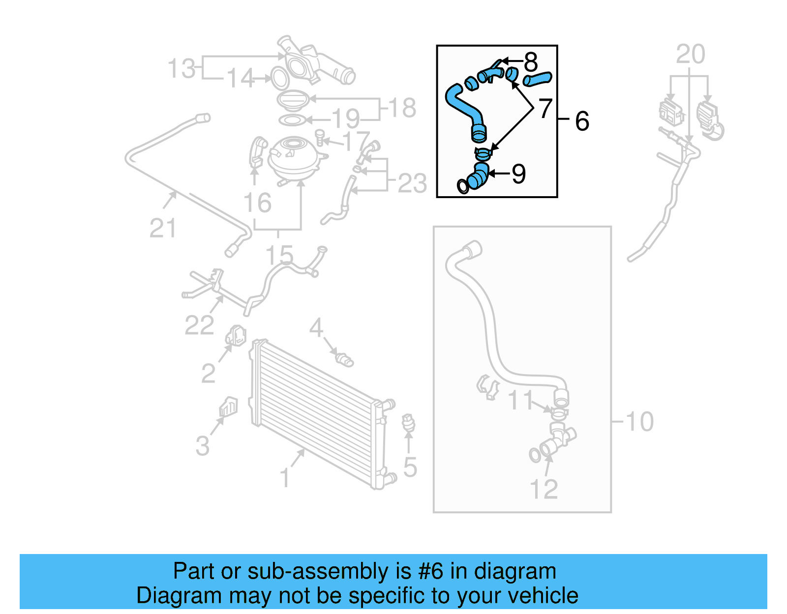 Upper Hose 1J0-122-101-R - View 3