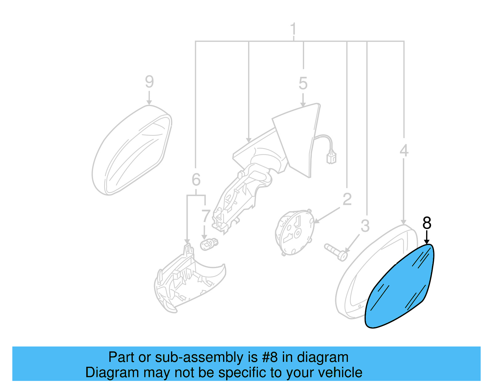 Mirror Glass 5N0-857-521-A - View 6