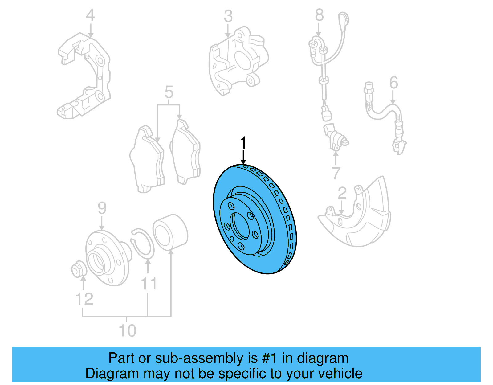Disc Brake Rotor Front 8N0-615-301-A - View 8