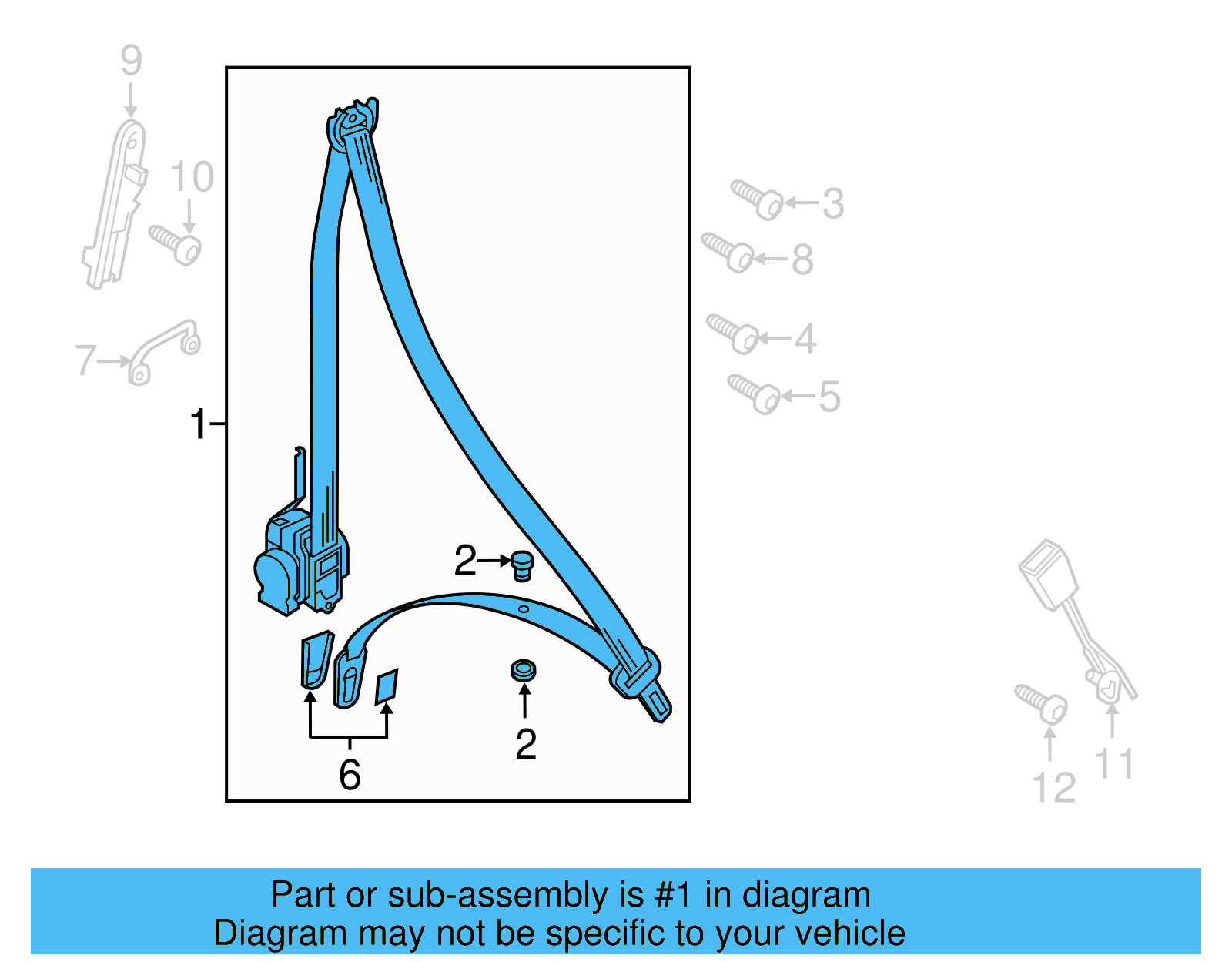 Seat Belt Assembly 7P0-857-706-F-HCP - View 6