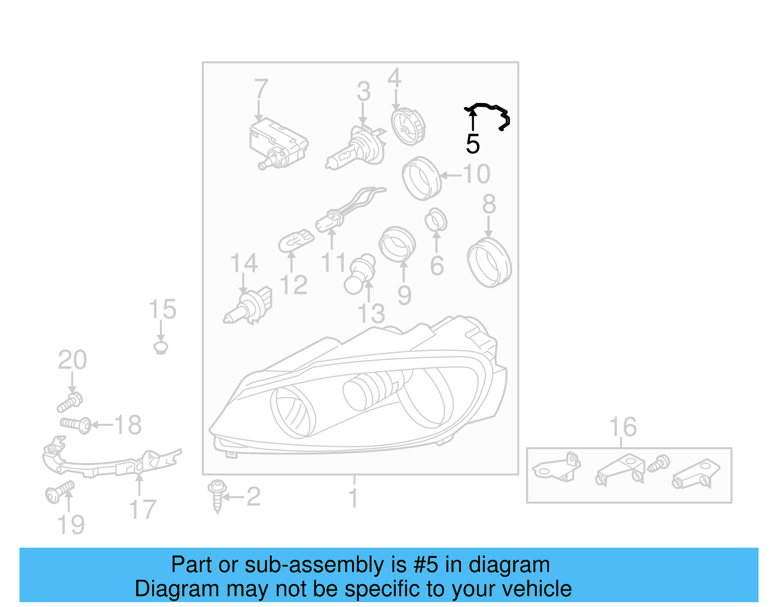 Low Beam Bulb Retainer Clip 5K0941160 - View 3