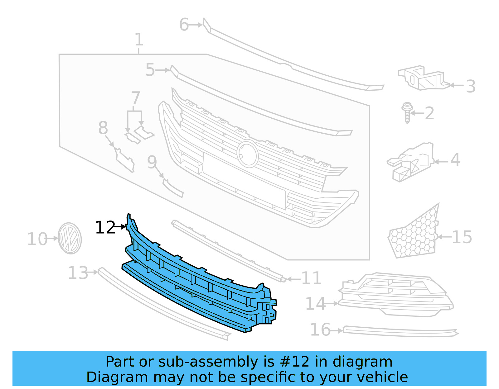 Lower Grille 3G8-853-677-9B9 - View 2