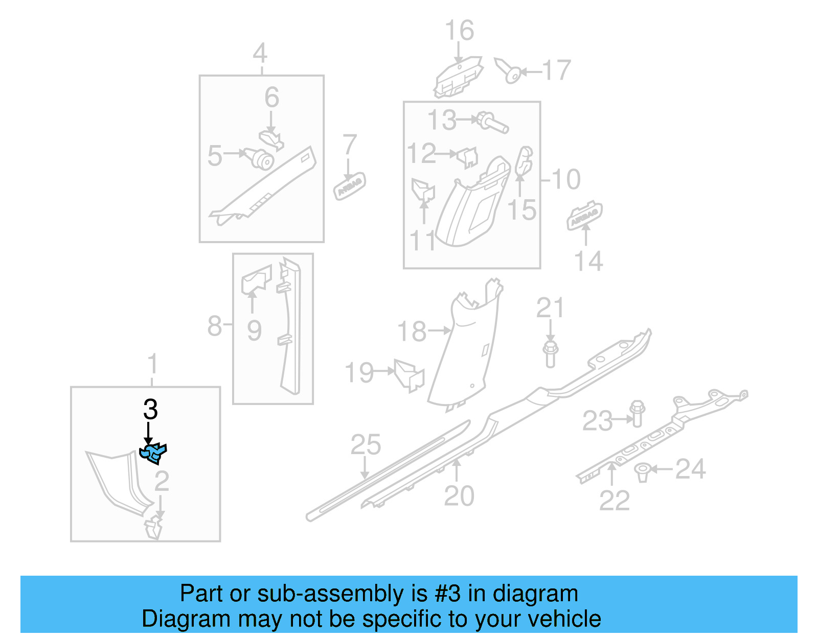 Kick Panel Trim Clip 3C0-864-247 - View 11