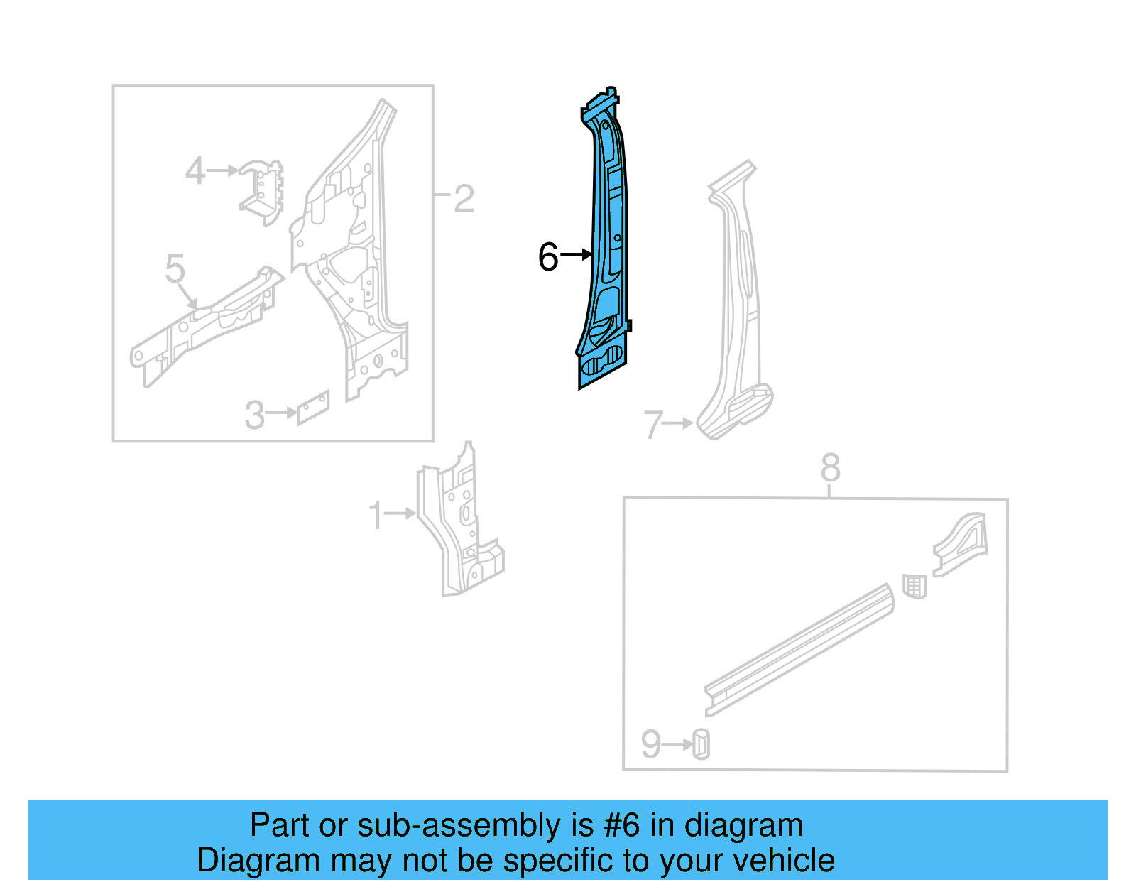 Inner Center Pillar 5NL-809-443-D - View 4