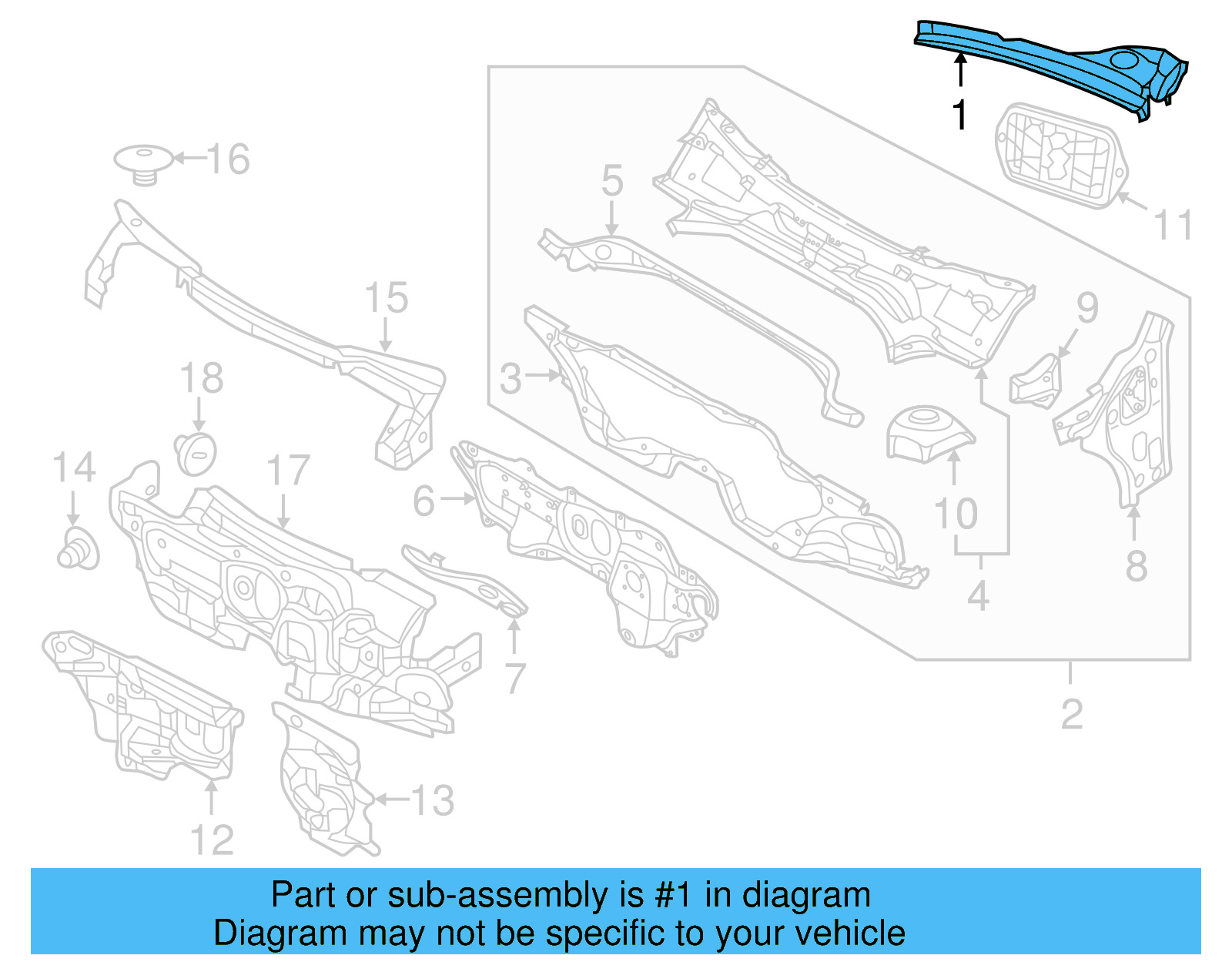 Cowl Grille 5C1-819-404-B-9B9 - View 8