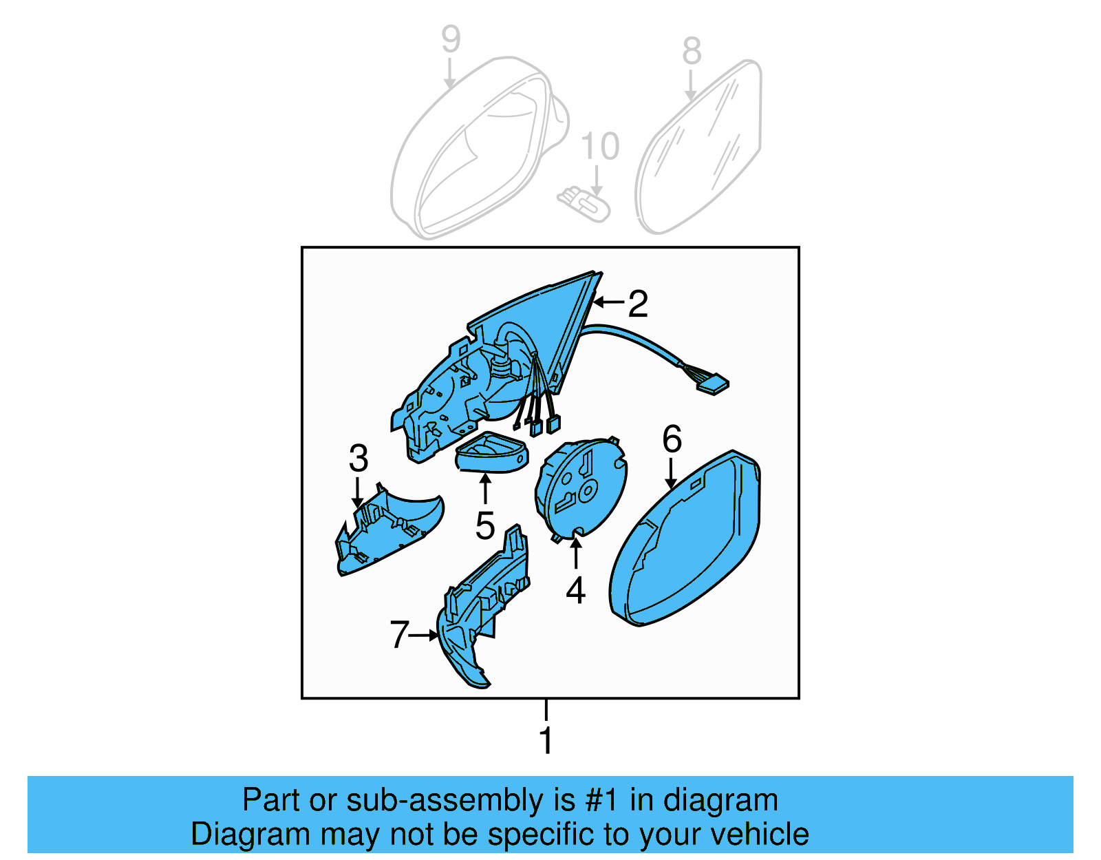Mirror Assembly 3C1-857-508-DM-9B9 - View 4
