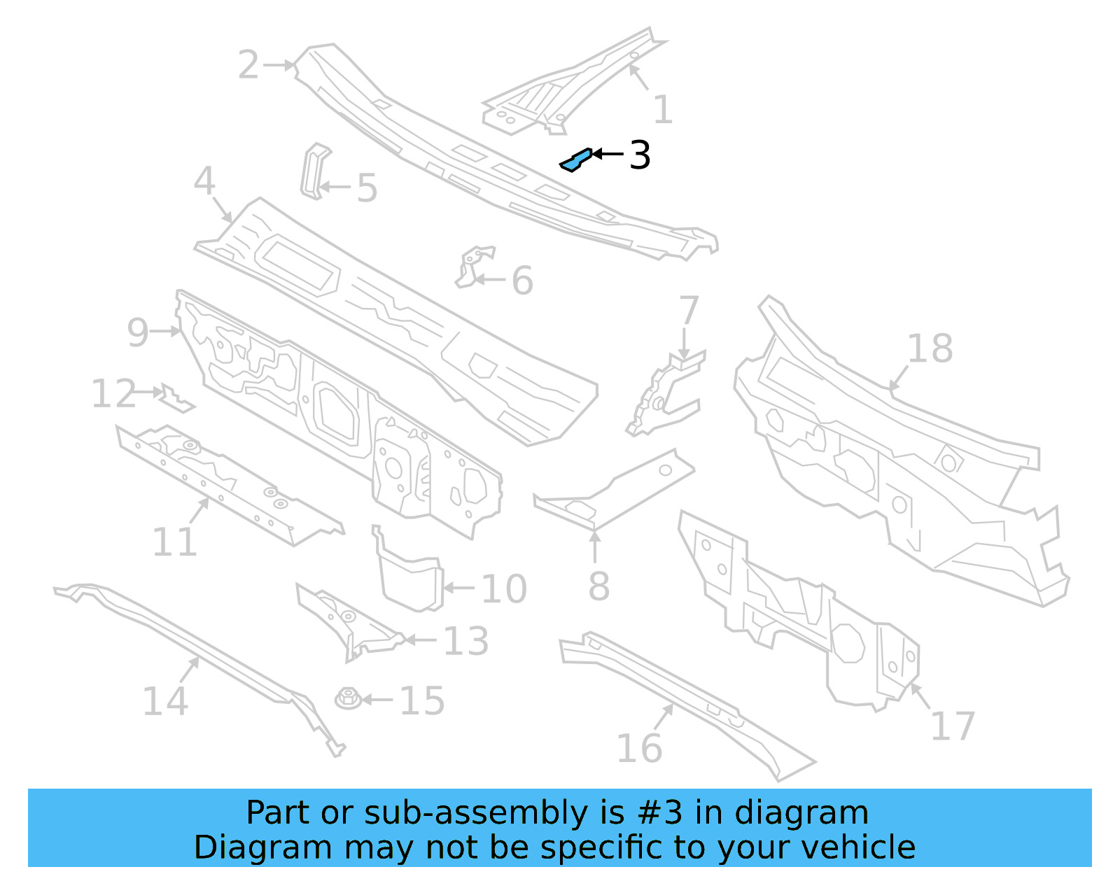 Cowl Top Panel Retainer Clip 8K0-805-217 - View 16