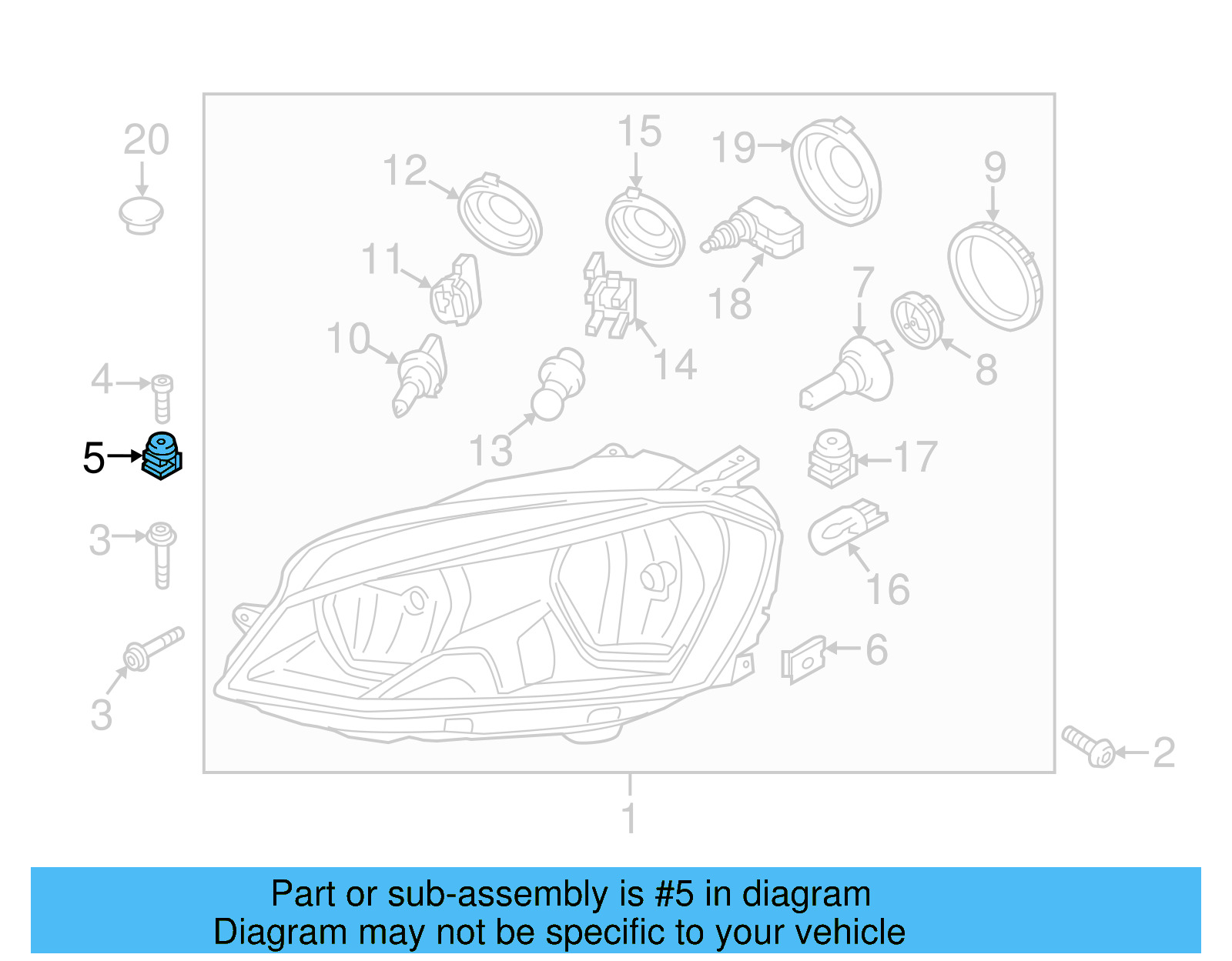 Headlamp Assembly Spacer 5G0-806-305 - View 20