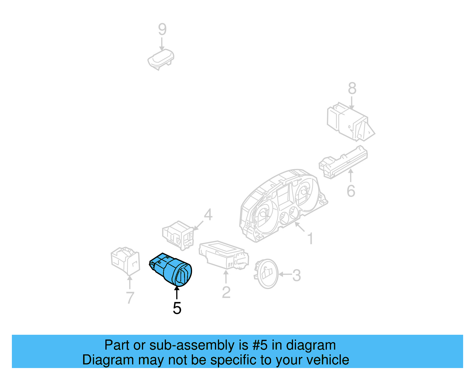 Headlamp Switch 3C0-941-431-C-REH - View 6