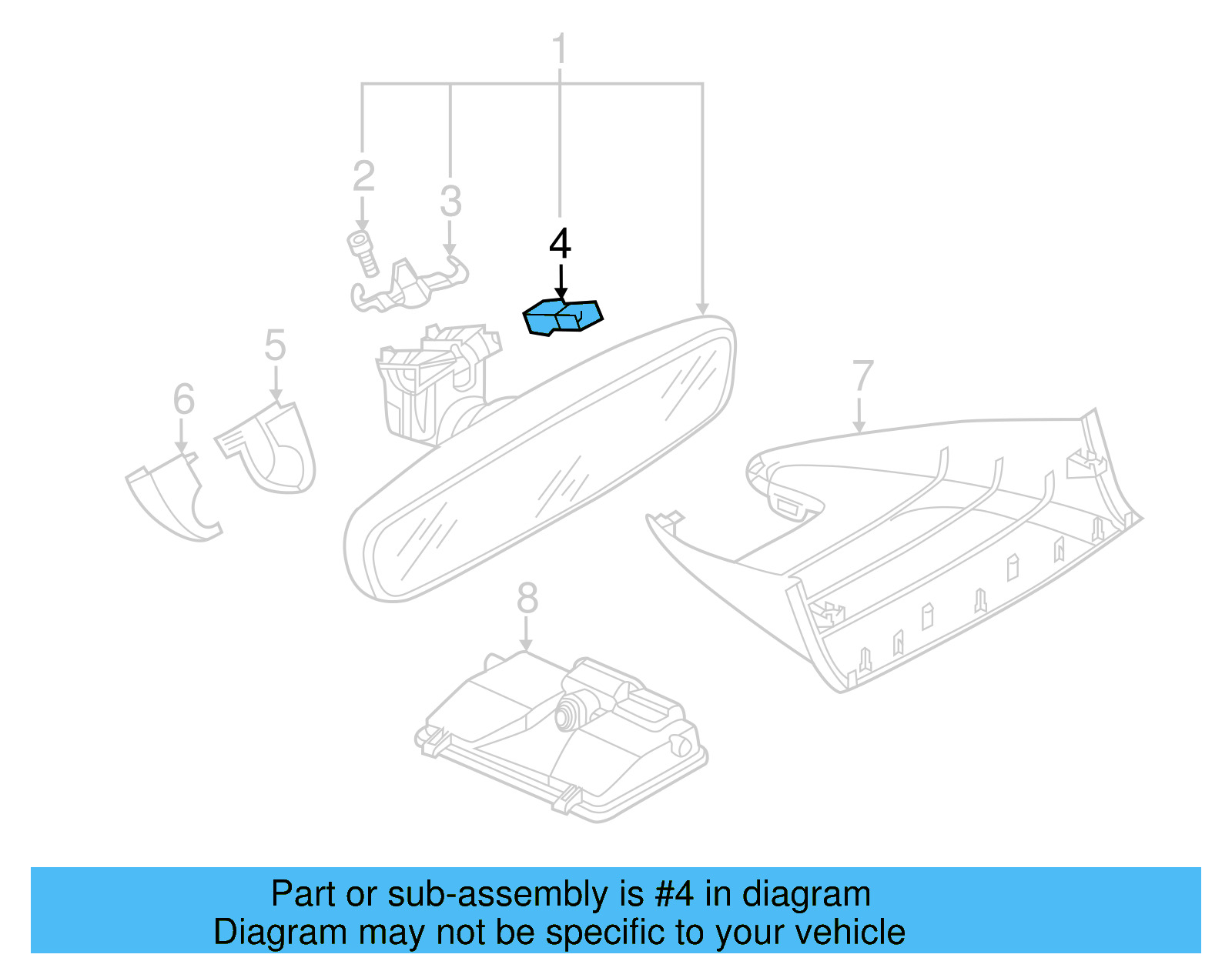 Interior Rear View Mirror Connector 8K0-971-834 - View 8