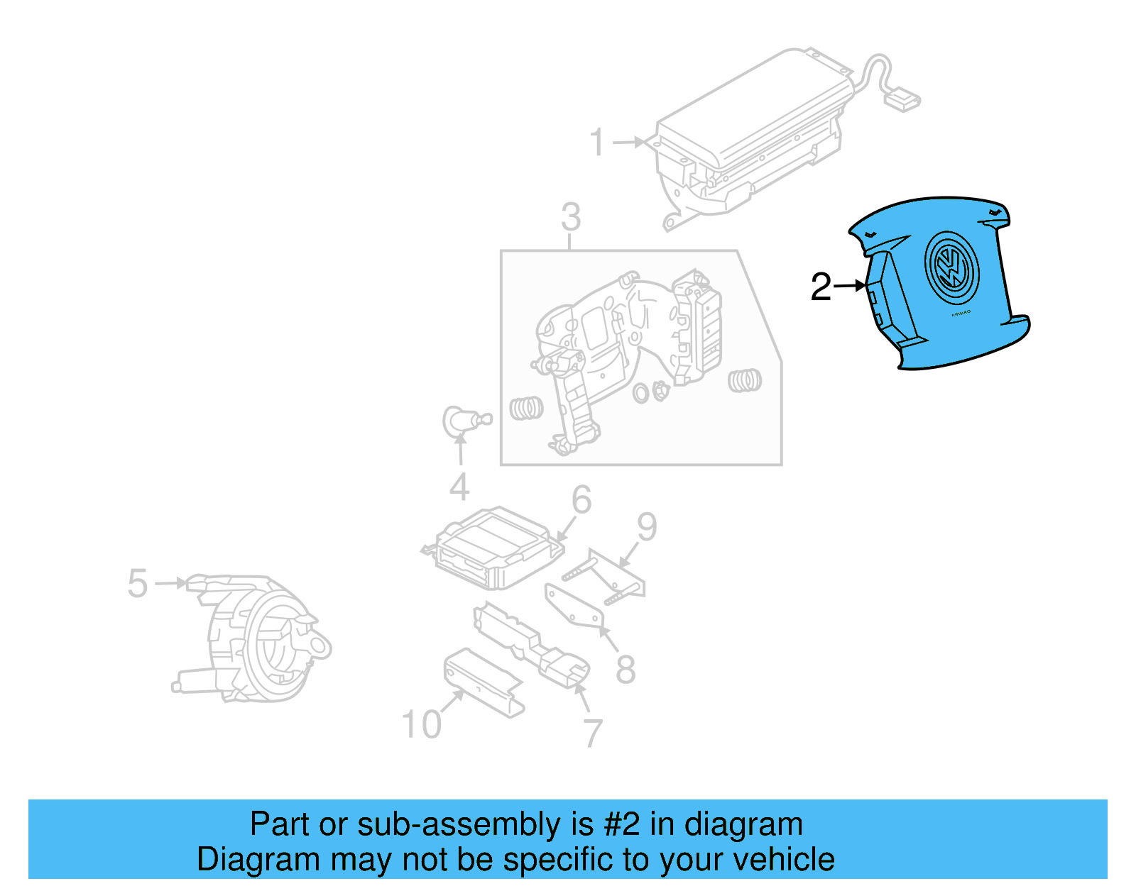 Driver Air Bag 3D0-880-203-B-2K7 - View 6