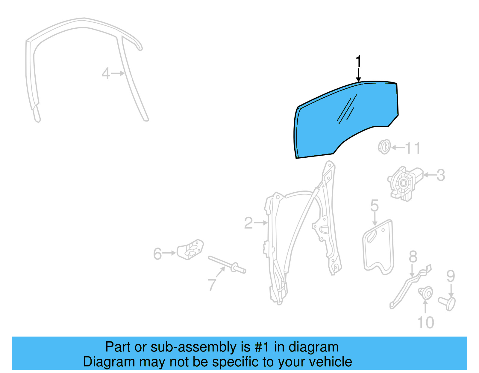 Door Glass 5C6-845-201-C - View 4