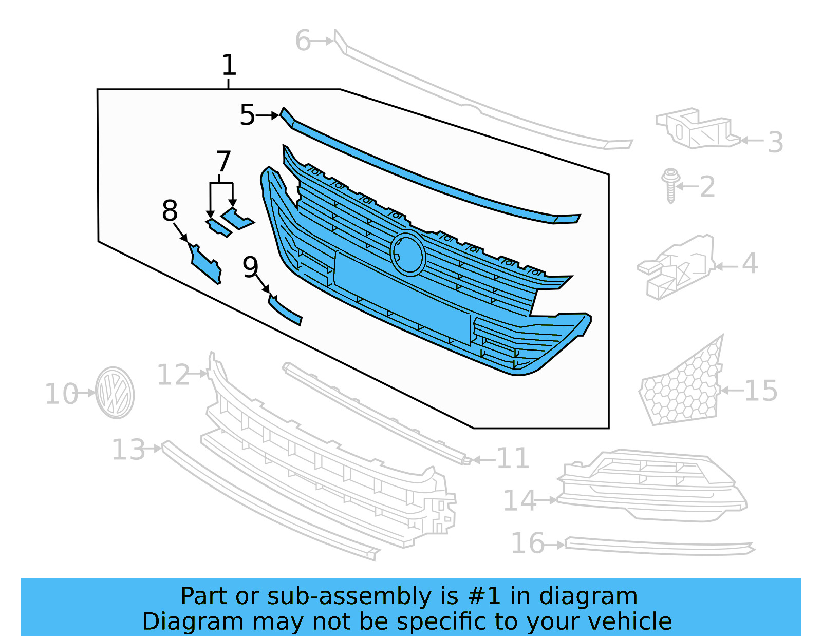 Grille Assembly 3G8-853-651-AB-ZLL - View 3