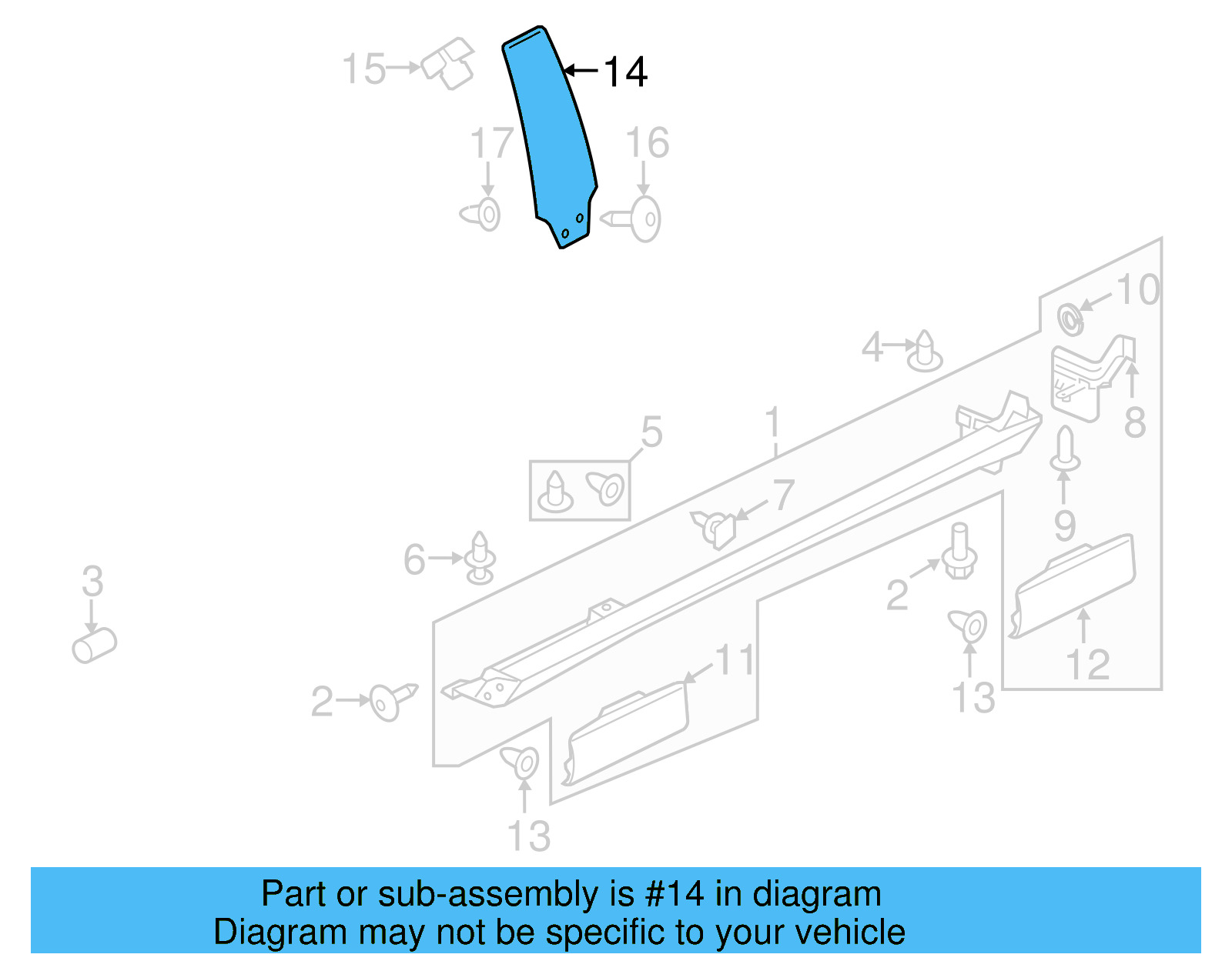 Pillar Molding 3C8-853-318-B-041 - View 2