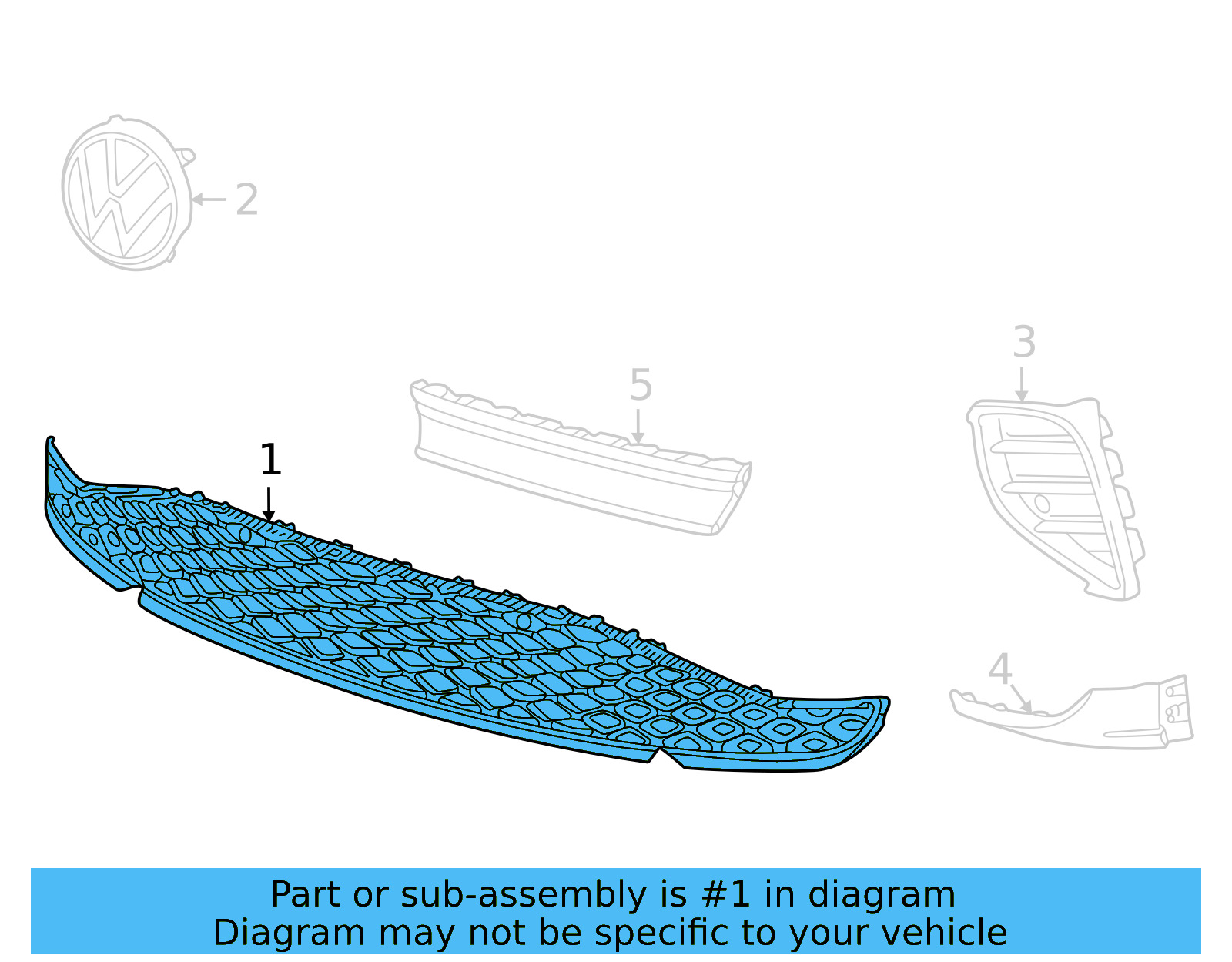 Lower Grille 11A-853-671-9B9 - View 5