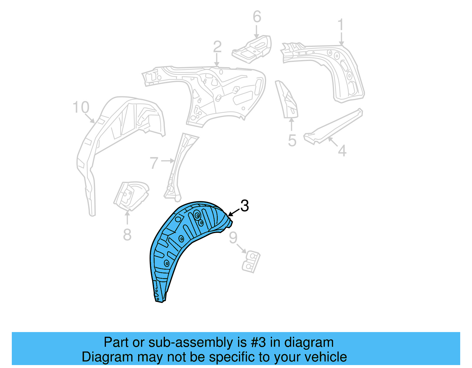 Outer Wheelhouse 3C8-809-411-B - View 4