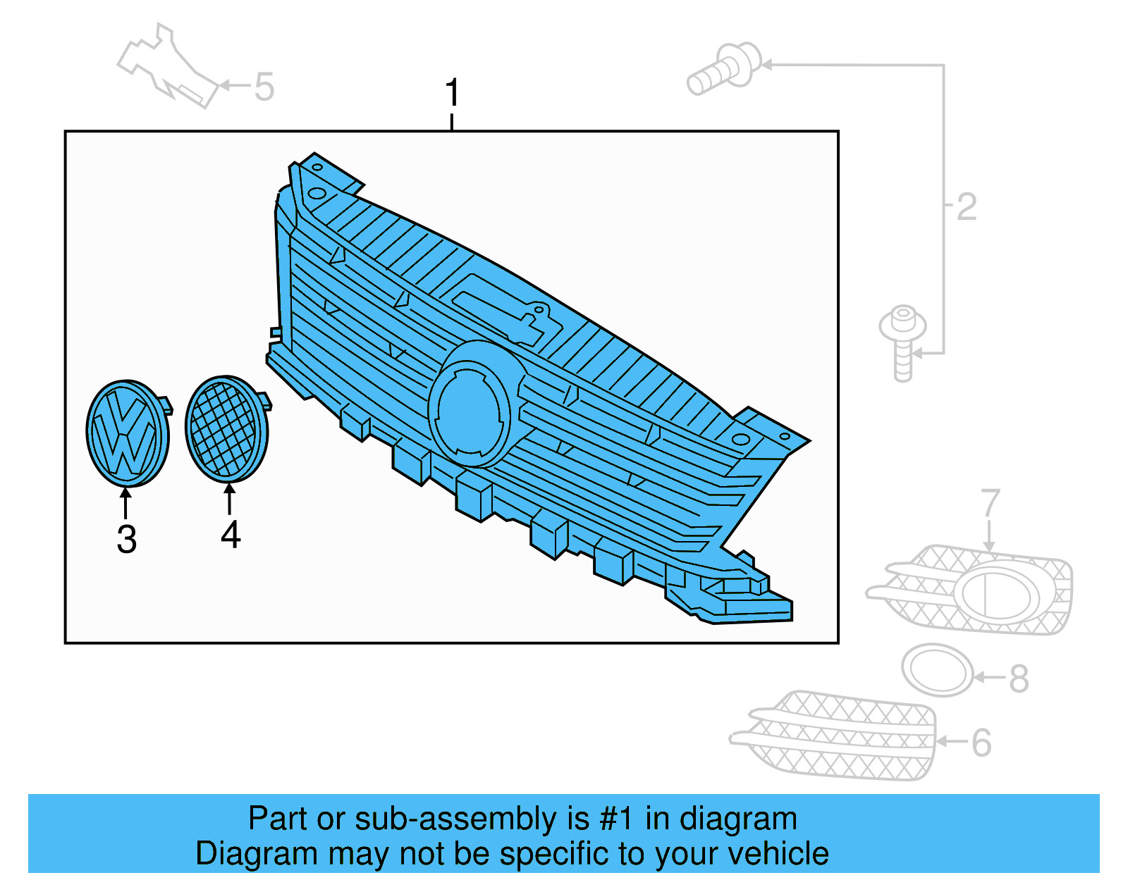 Center Grille 5N0-853-651-J-9B9 - View 16