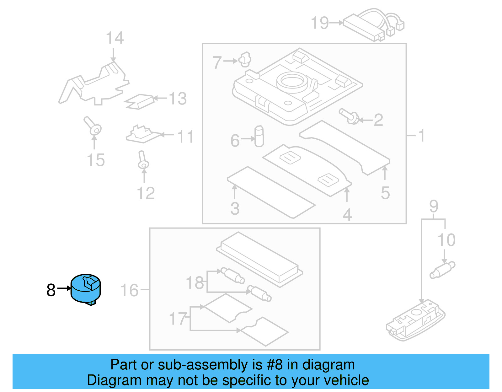 Sunroof Switch 1K9-959-561-A-YQV - View 5