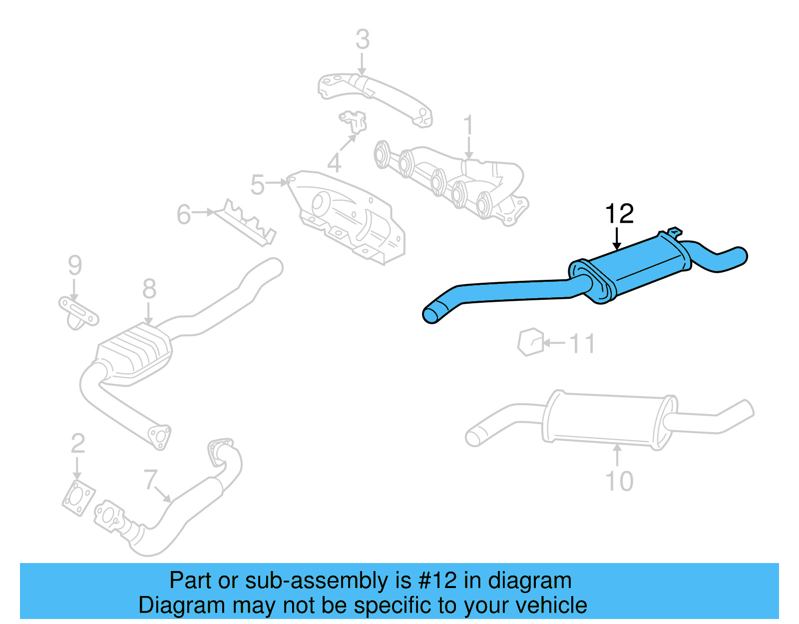Muffler W/Tailpipe 074-253-609-AB - View 5
