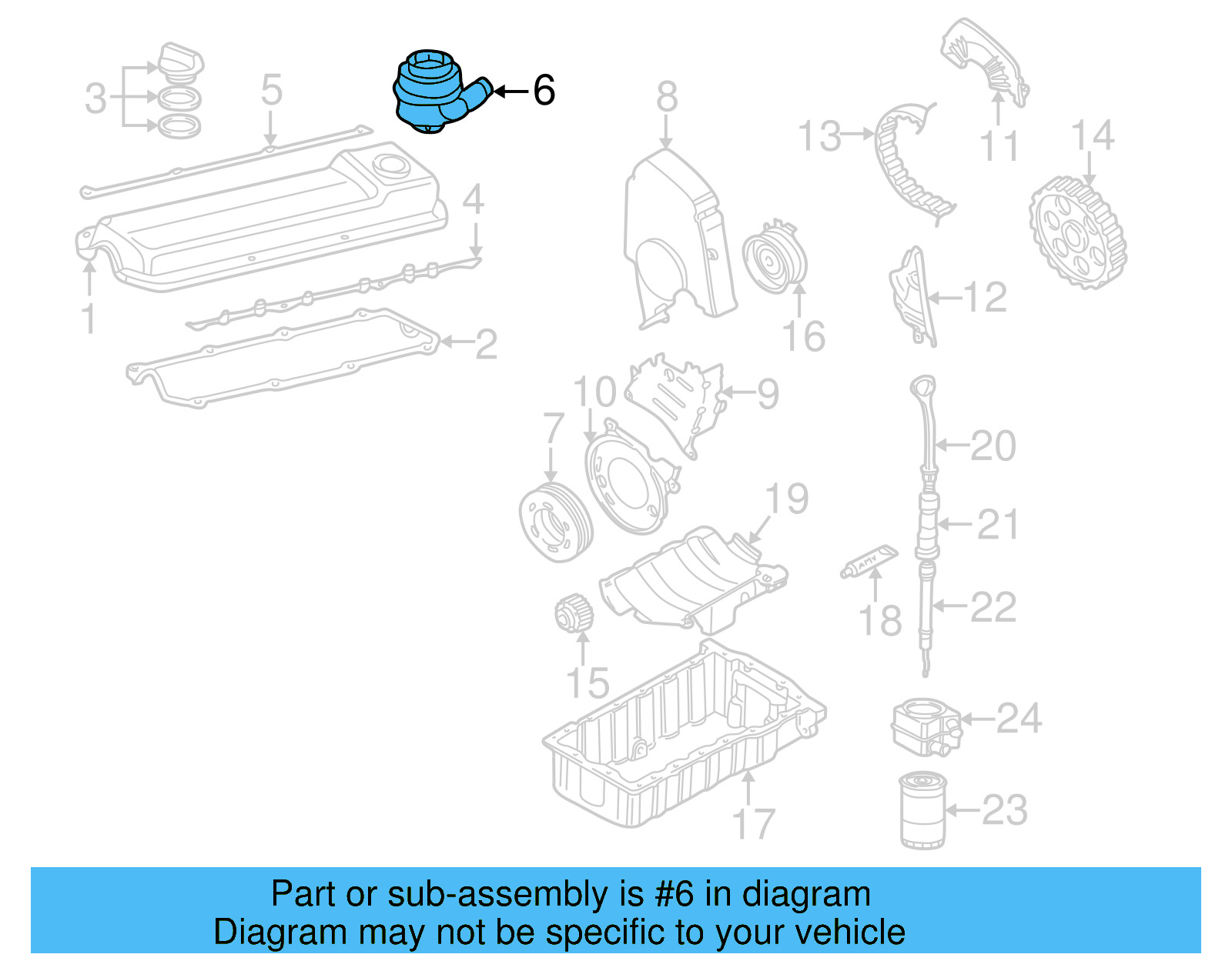 Engine Crankcase Vent Valve 06A-103-465 - View 5