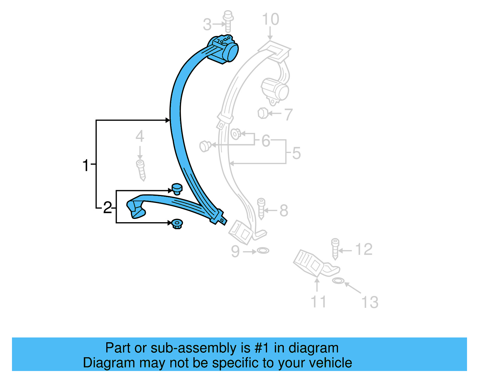 Seat Belt Lap And Shoulder Belt 1K9-857-806-B-RAA - View 7
