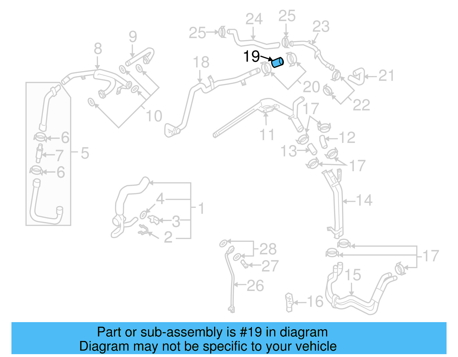 Engine Coolant Hose 077-121-109-A - View 8