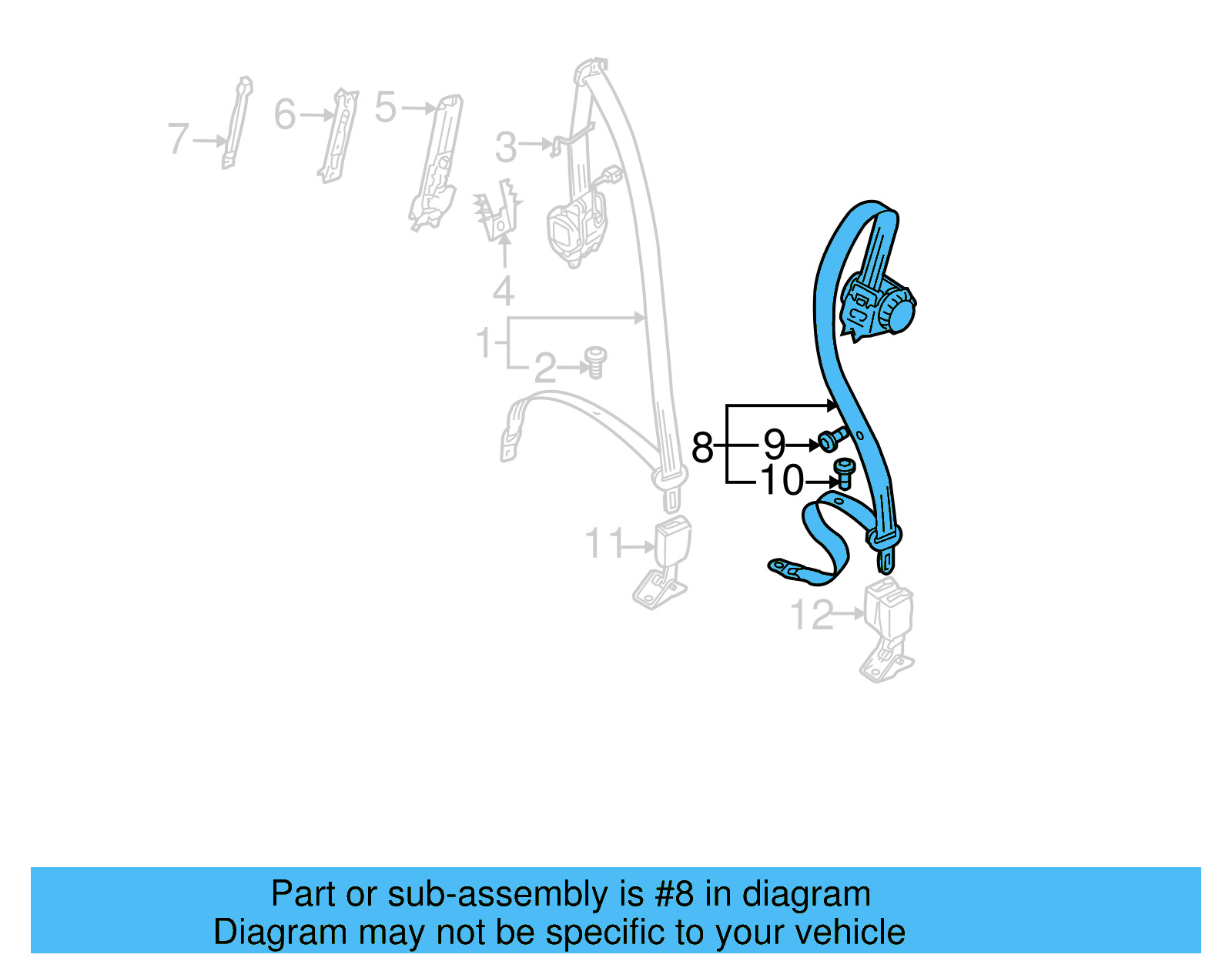 Lap & Shoulder Belt 7L6-857-807-A-HCP - View 7