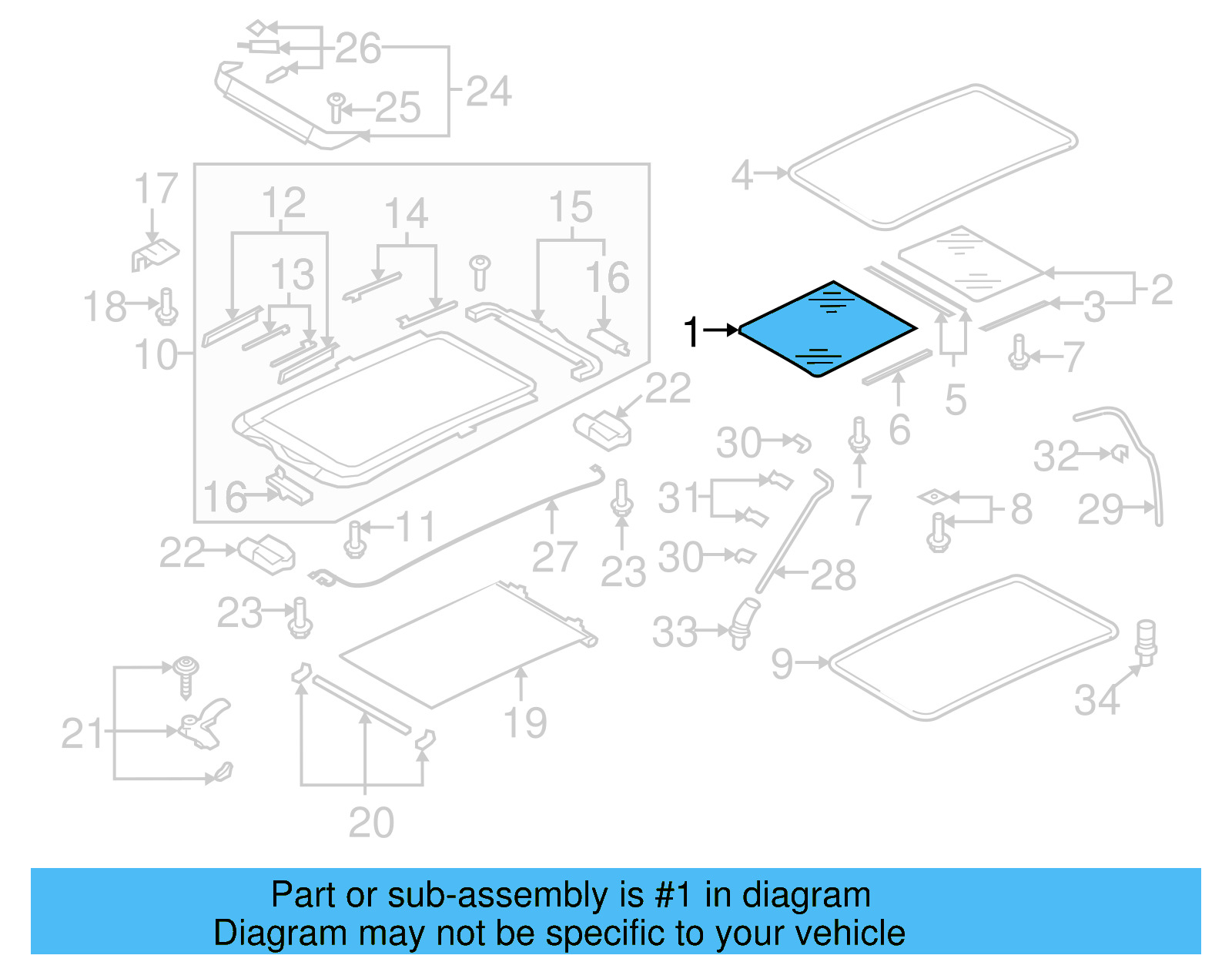 Sunroof Glass 5N0-877-055-B-9B9 - View 5