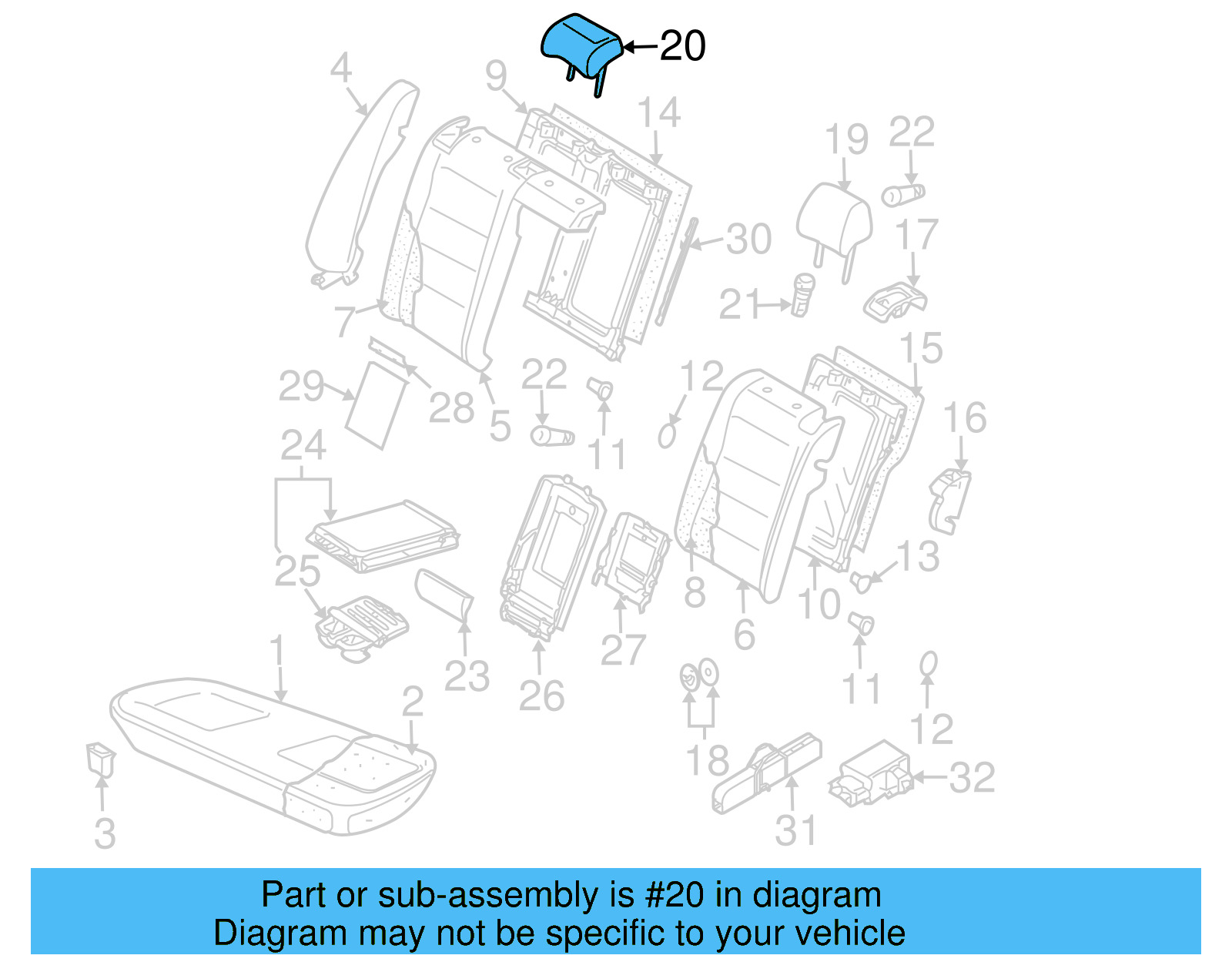 Headrest 3C0-885-902-P-3Z6 - View 8