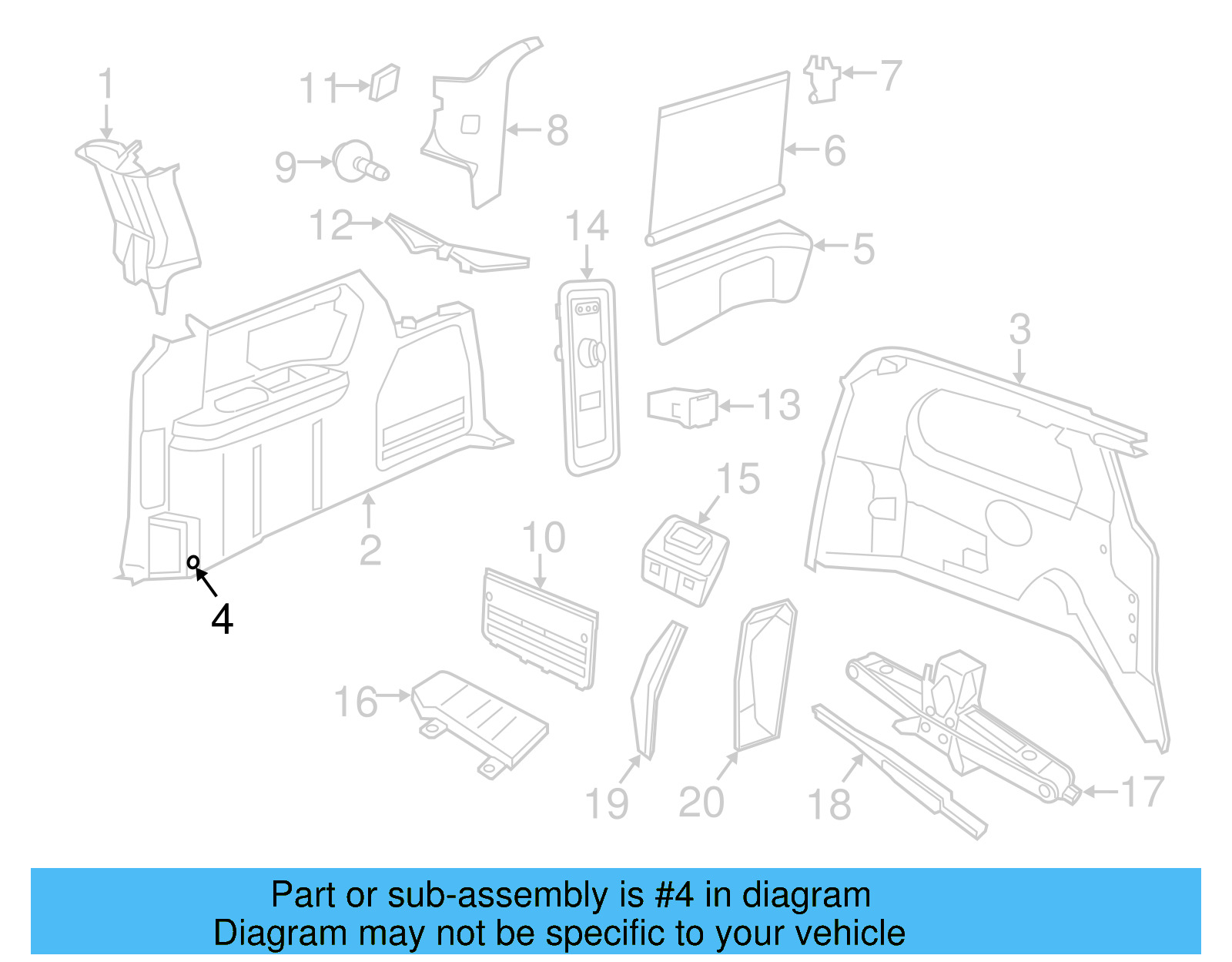 Quarter Pillar Trim Plug 7B0-853-399-XT1 - View 6