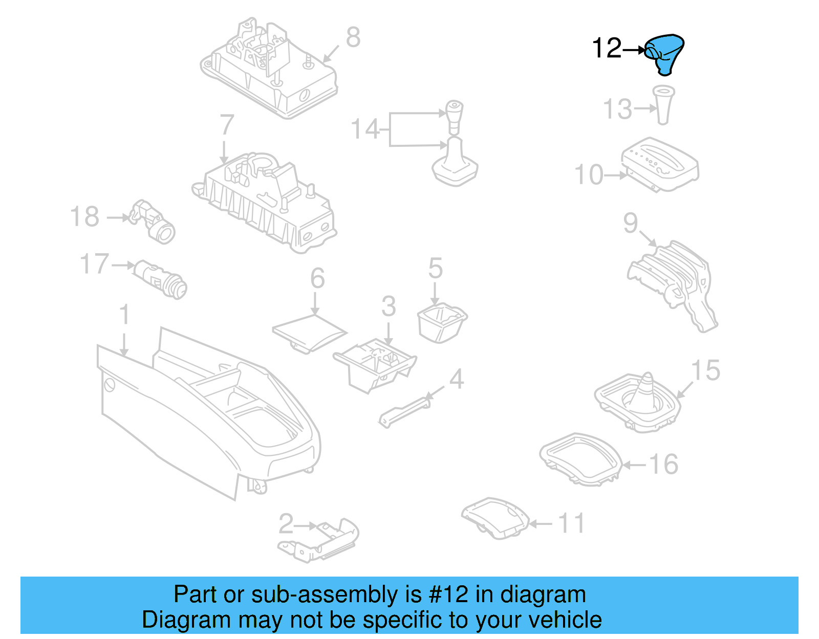 Shift Knob 1J1-713-139-F-4EC - View 11
