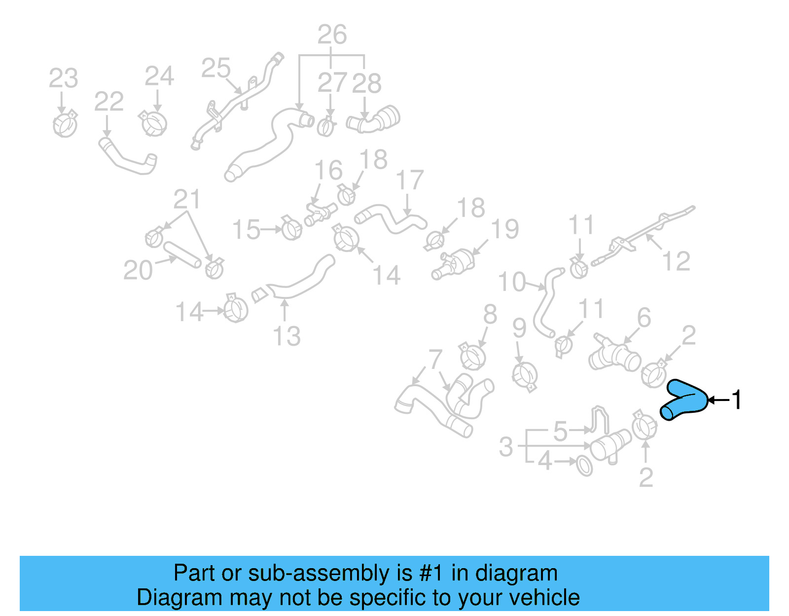 Upper Hose 3C0-121-101-AE - View 3