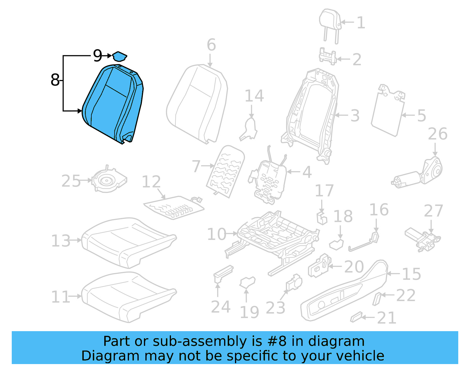 Seat Back Cover 3CN-881-805-R-VJF - View 15