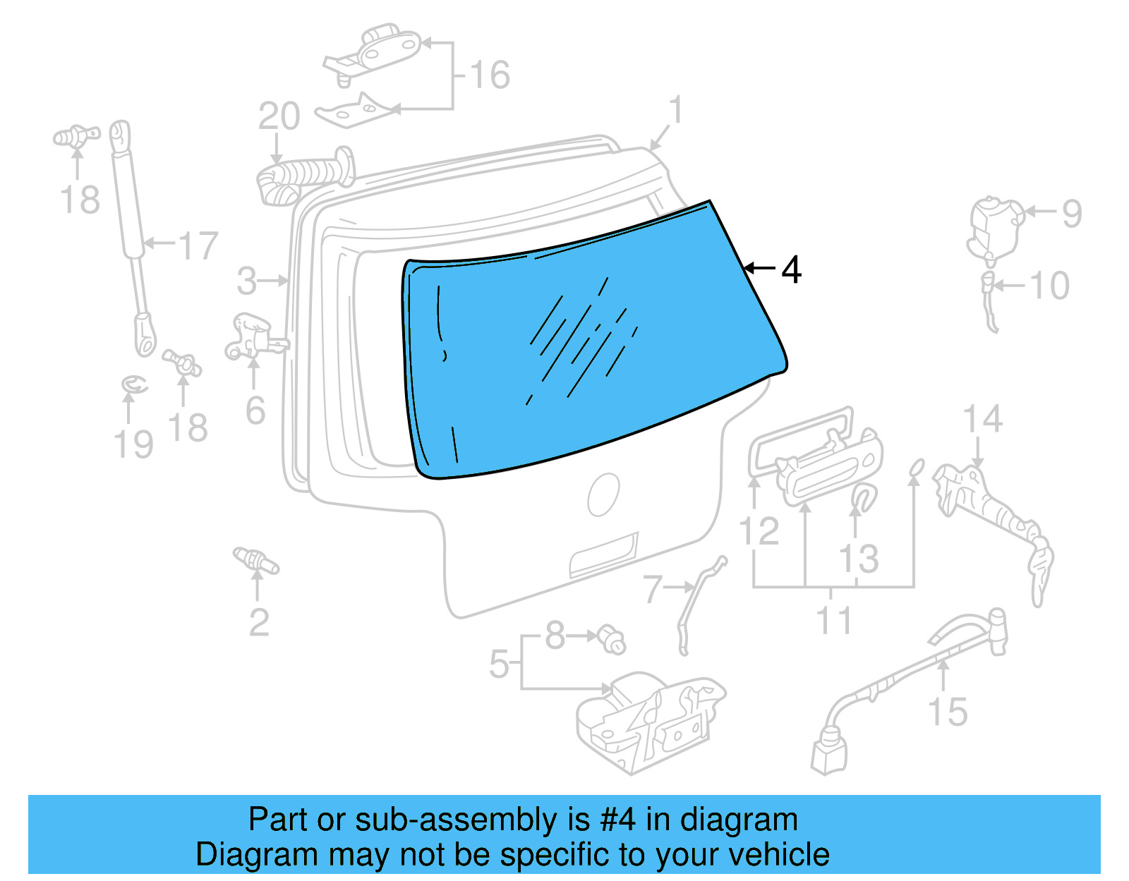 Lift Gate Glass 1J6-845-051-F - View 3