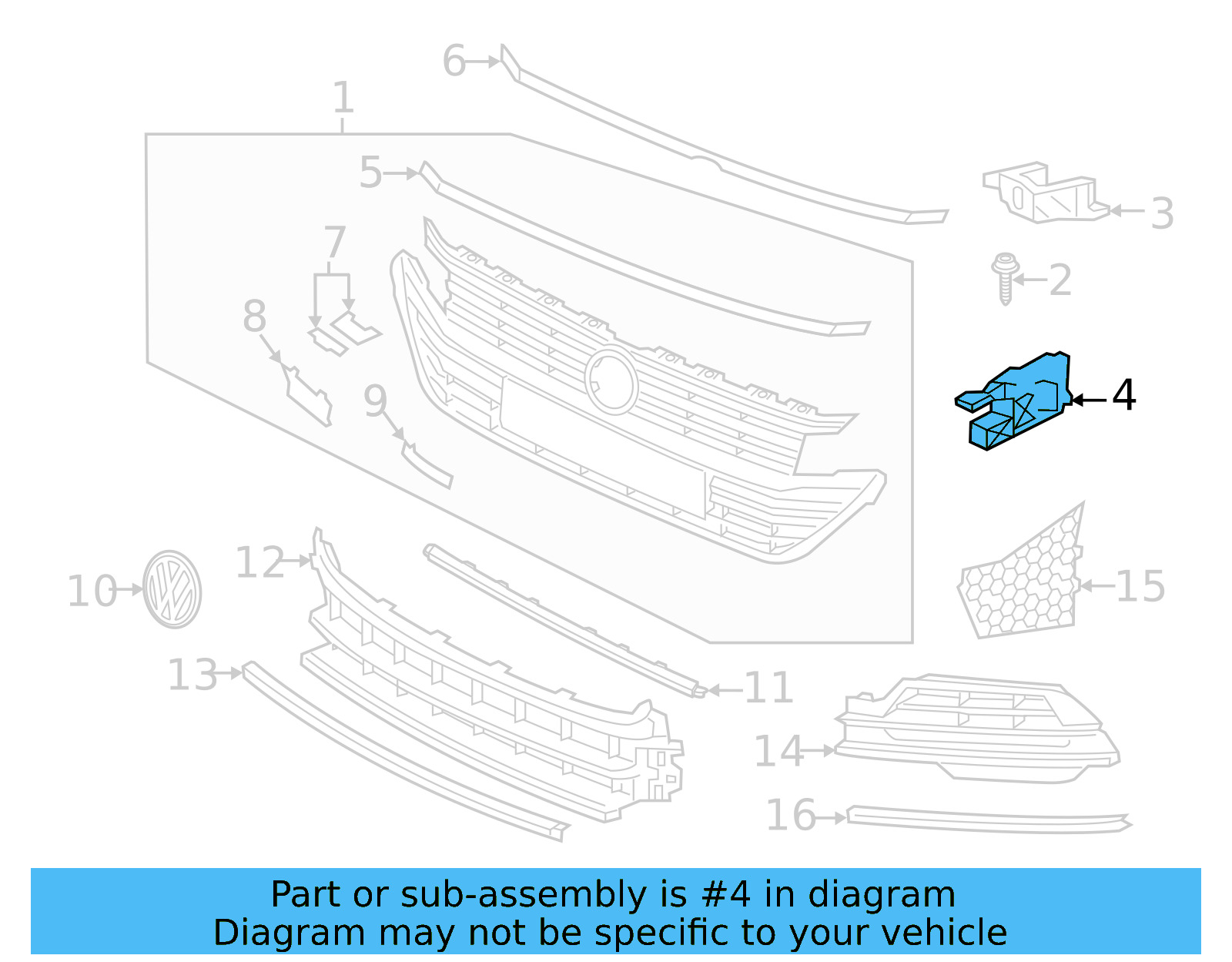 Grille Assembly Mount Bracket 3G8-805-821 - View 8