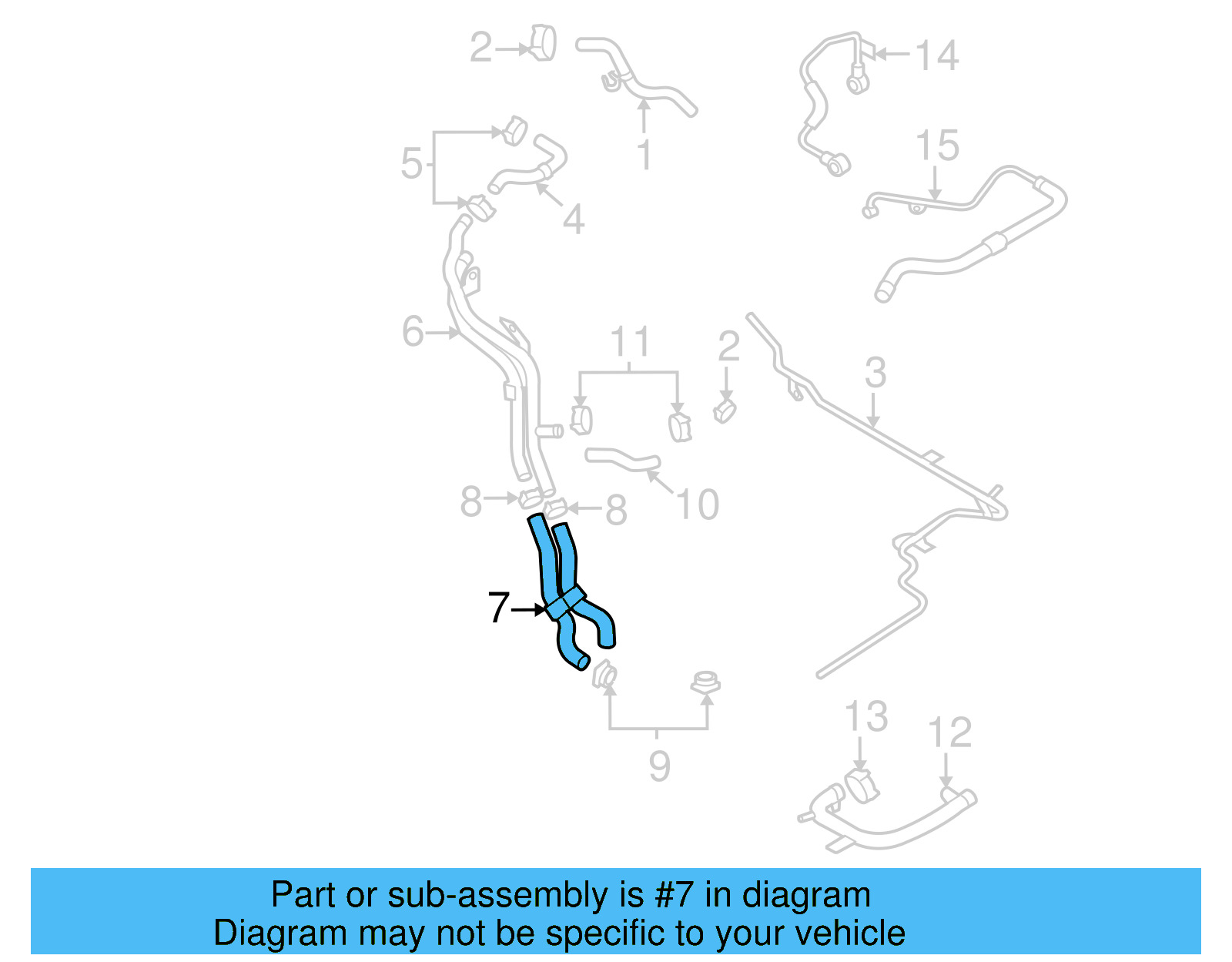 Upper Hose 3C0-122-101-GG - View 6