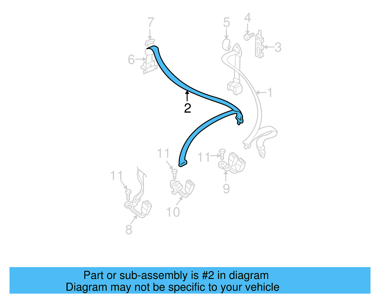 Center Belt Assembly 1J0-857-807-B-HCP - View 2