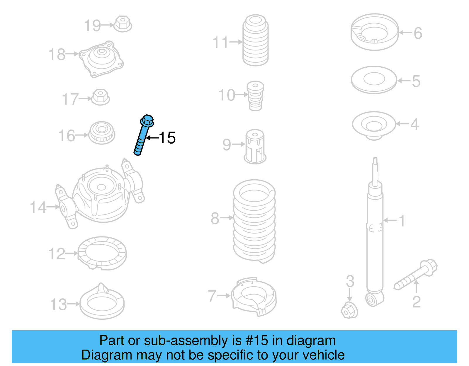 Suspension Strut Mount Bolt WHT-003-791 - View 5